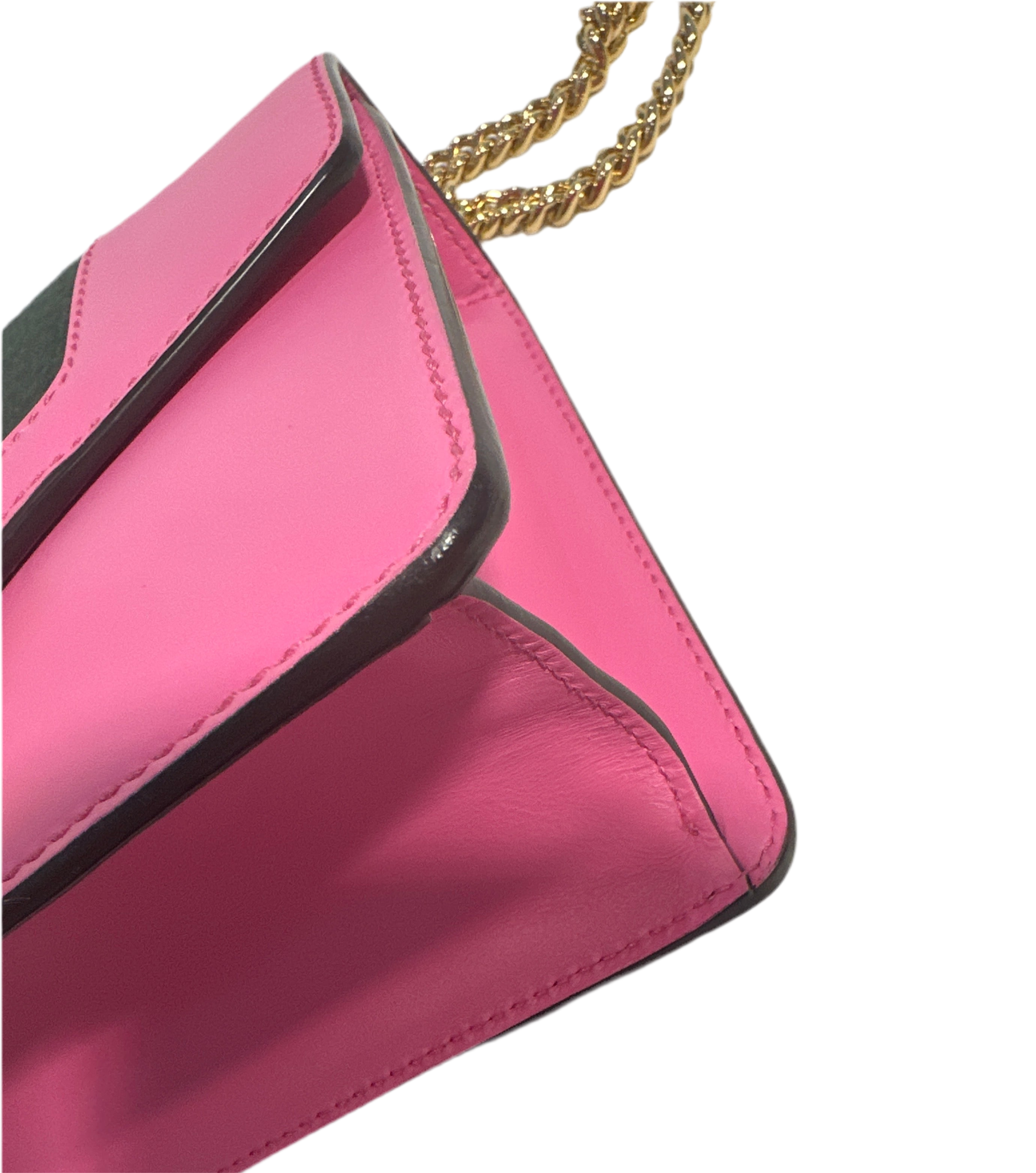 Gucci Pink Leather Mini Sylvie Chain Shoulder Bag