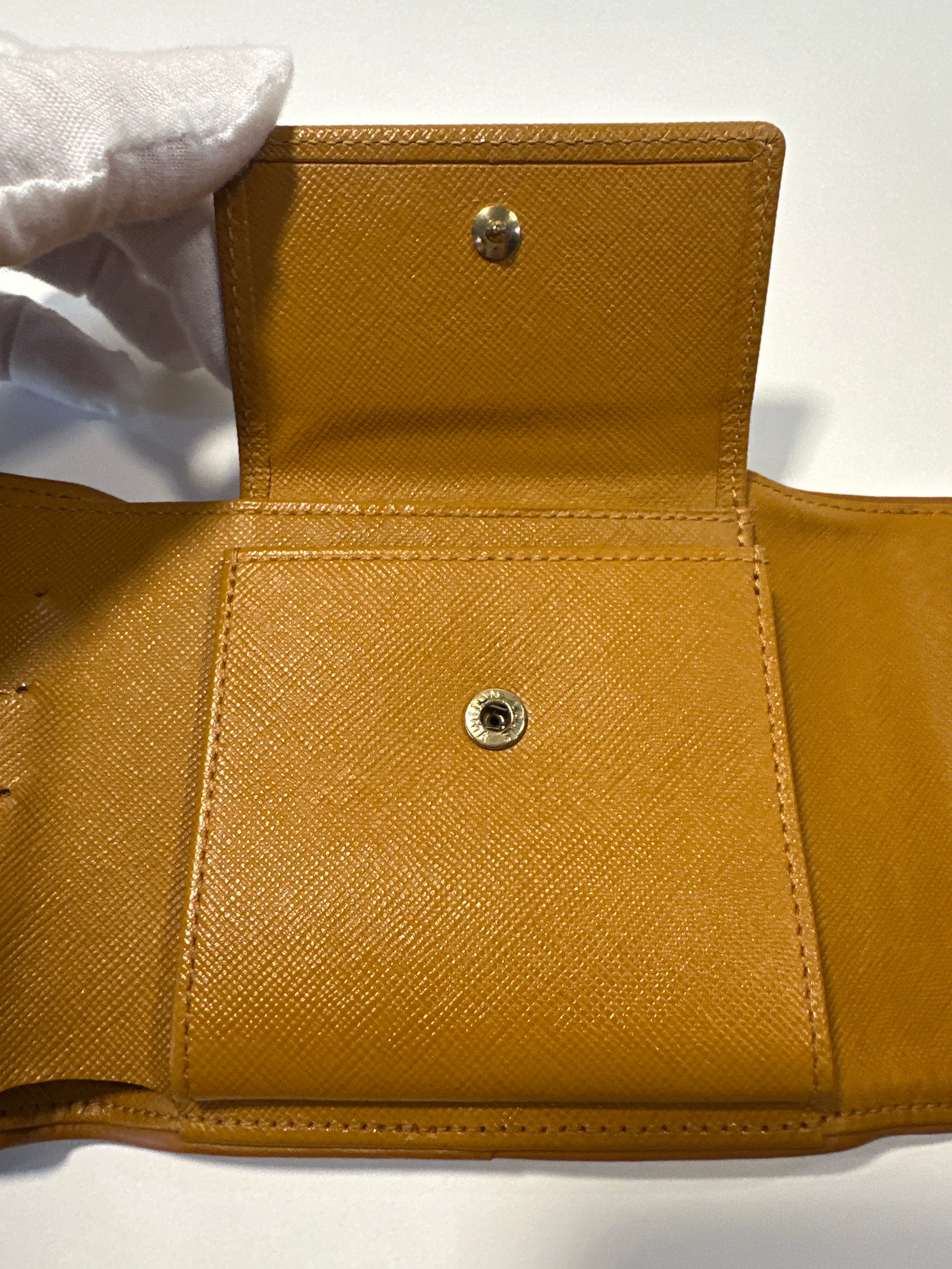 Vintage Louis Vuitton Monogram Tri-Fold Wallet Canvas Leather Beige