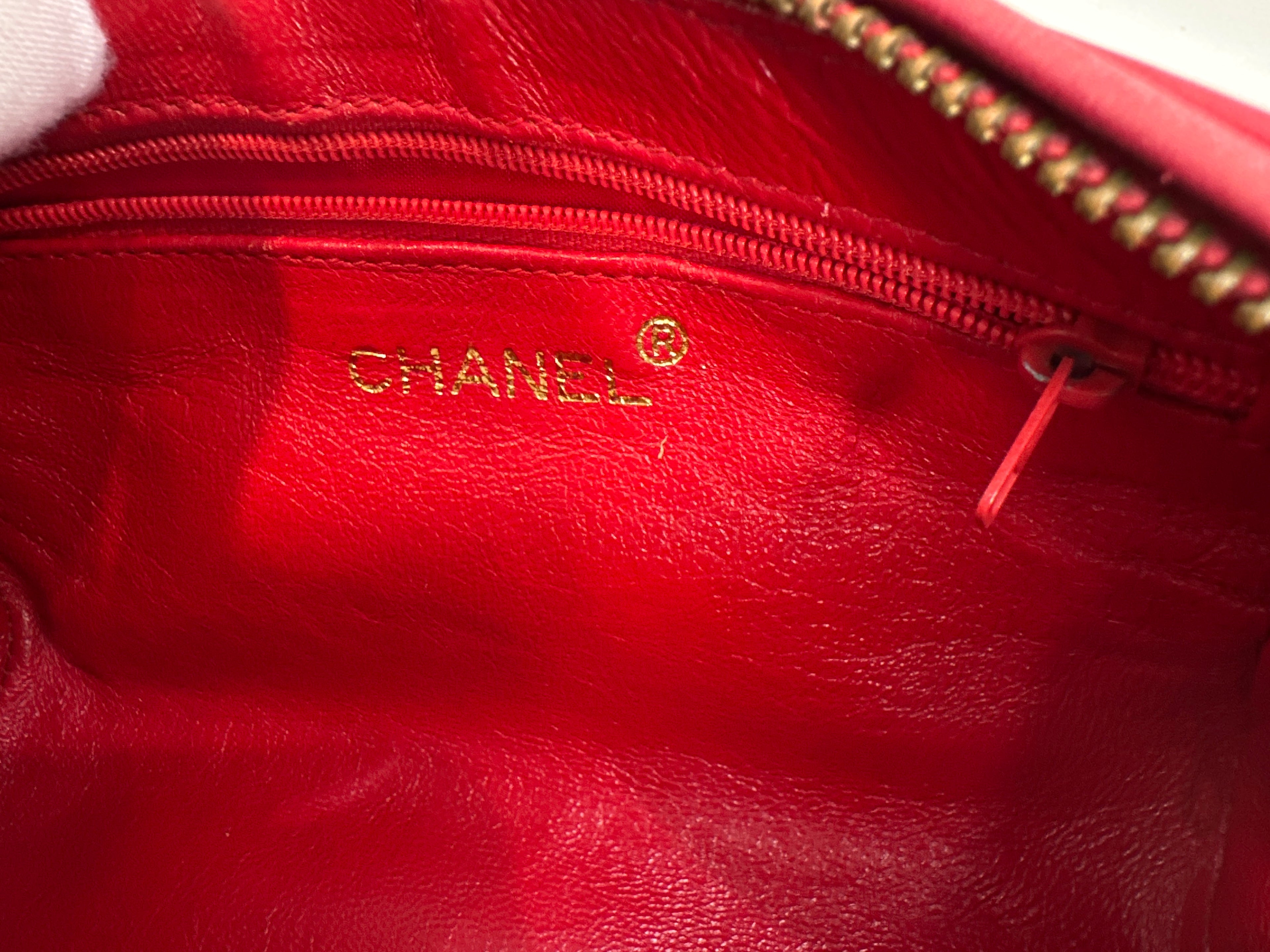 Vintage CHANEL Chain Shoulder Matelasse Lambskin Fringe Shoulder Bag with COA and card. Series 0