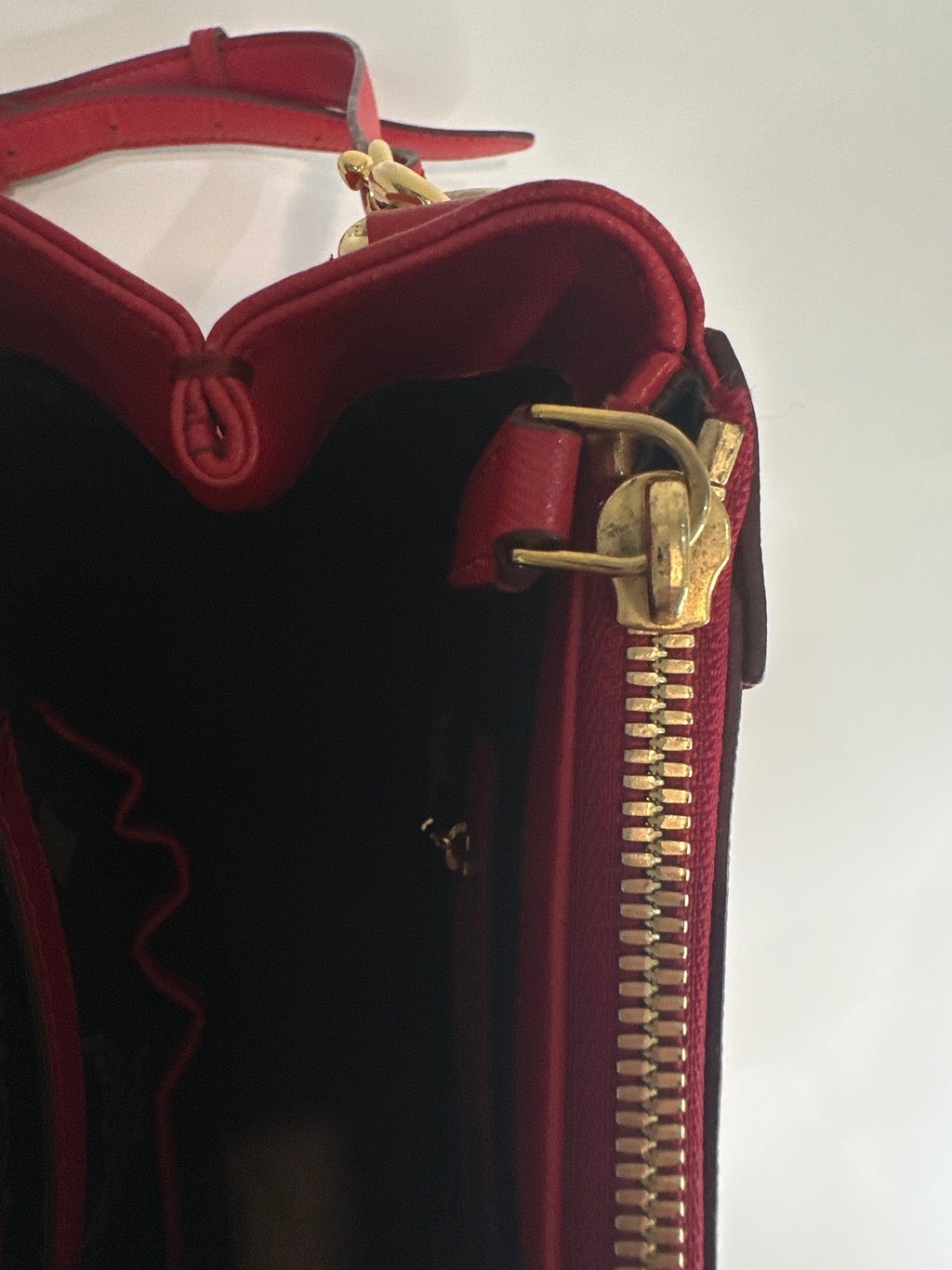 MCM Red Horizontal Double Zip Tote