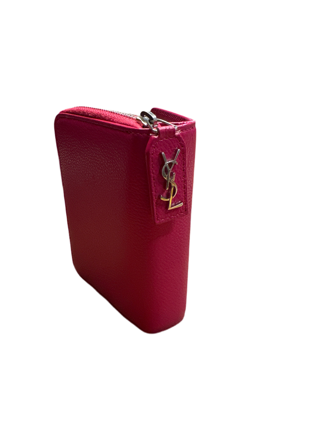 Saint Laurent YSL Round Bi-fold Wallet Pink Leather Women's SAINT LAURENT