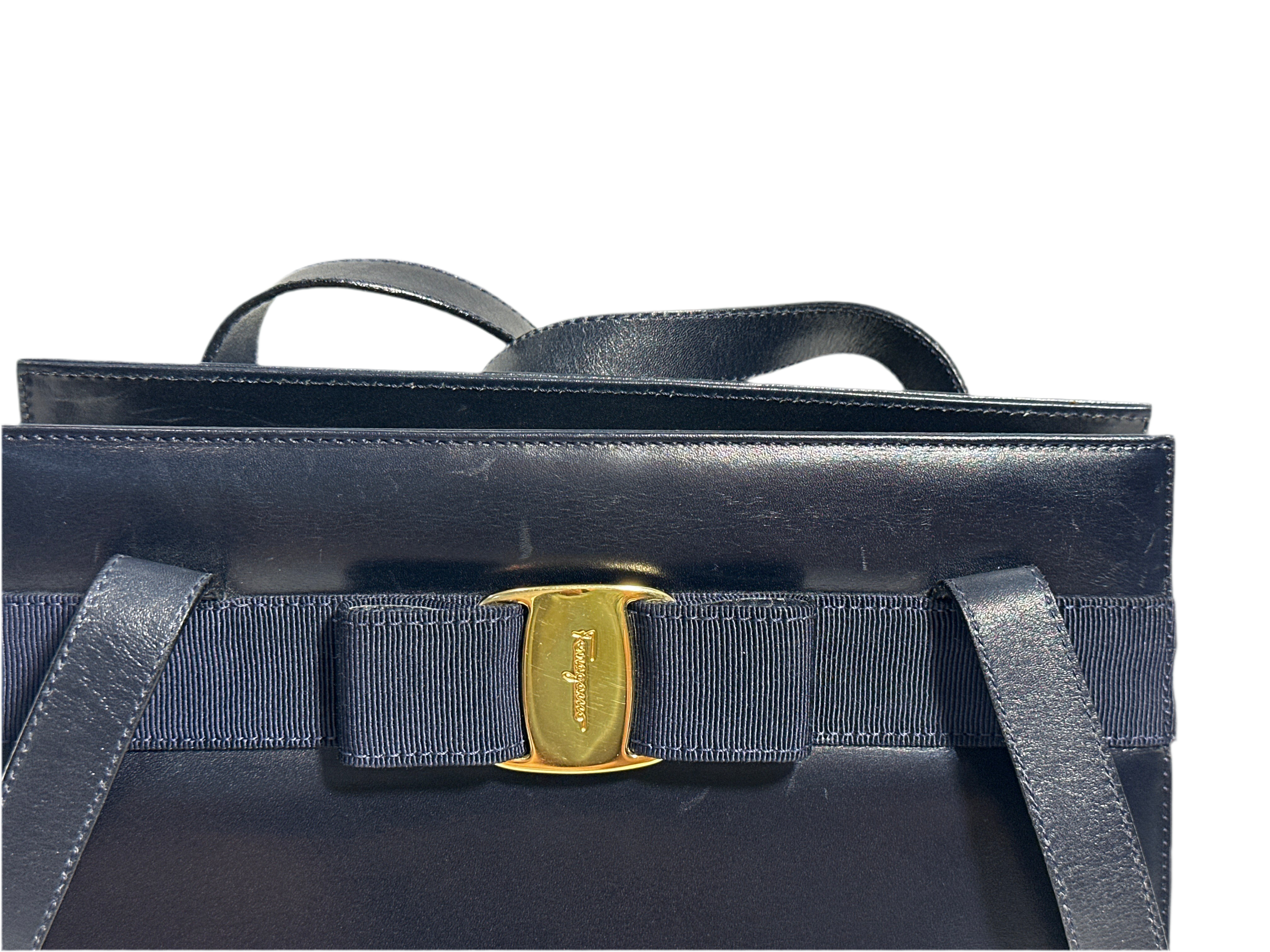 Vintage Salvatore Ferragamo Navy Blue Vala Purse