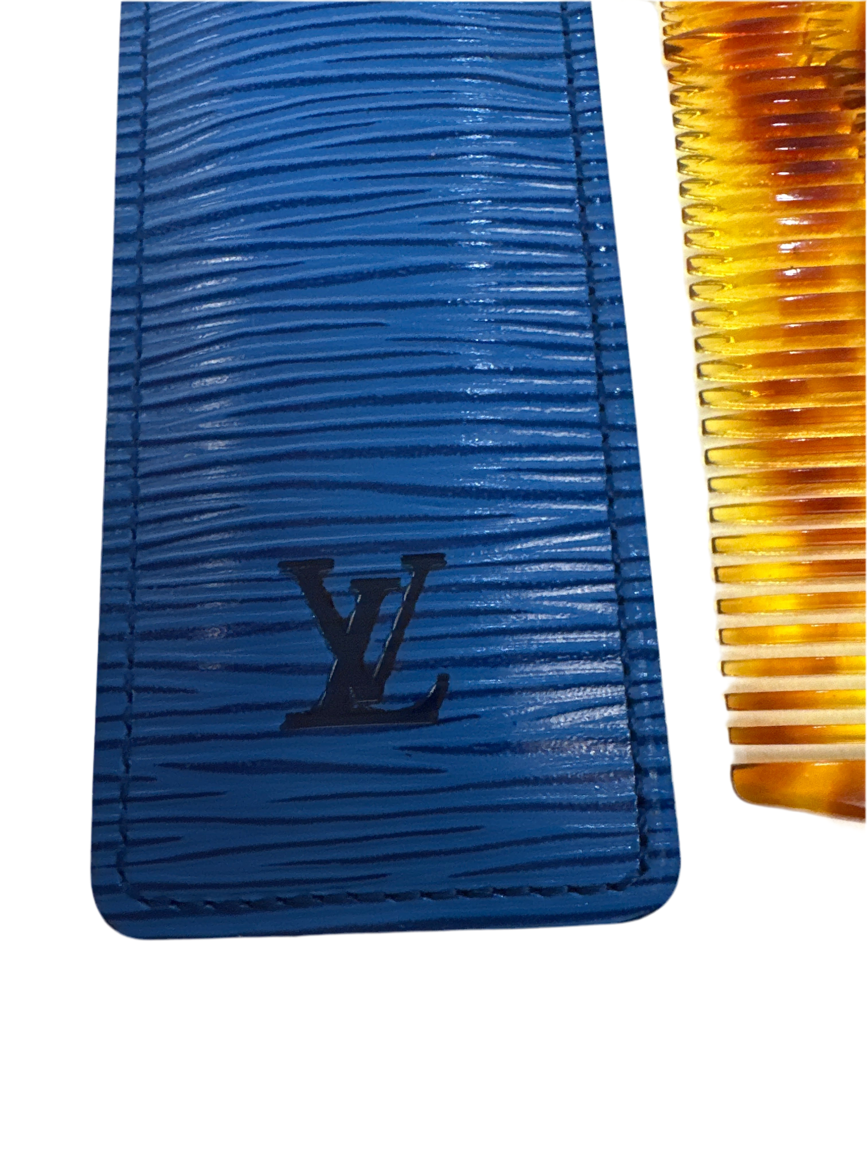 Rare Vintage Louis Vuitton Epi Blue Leather Comb Case 1990