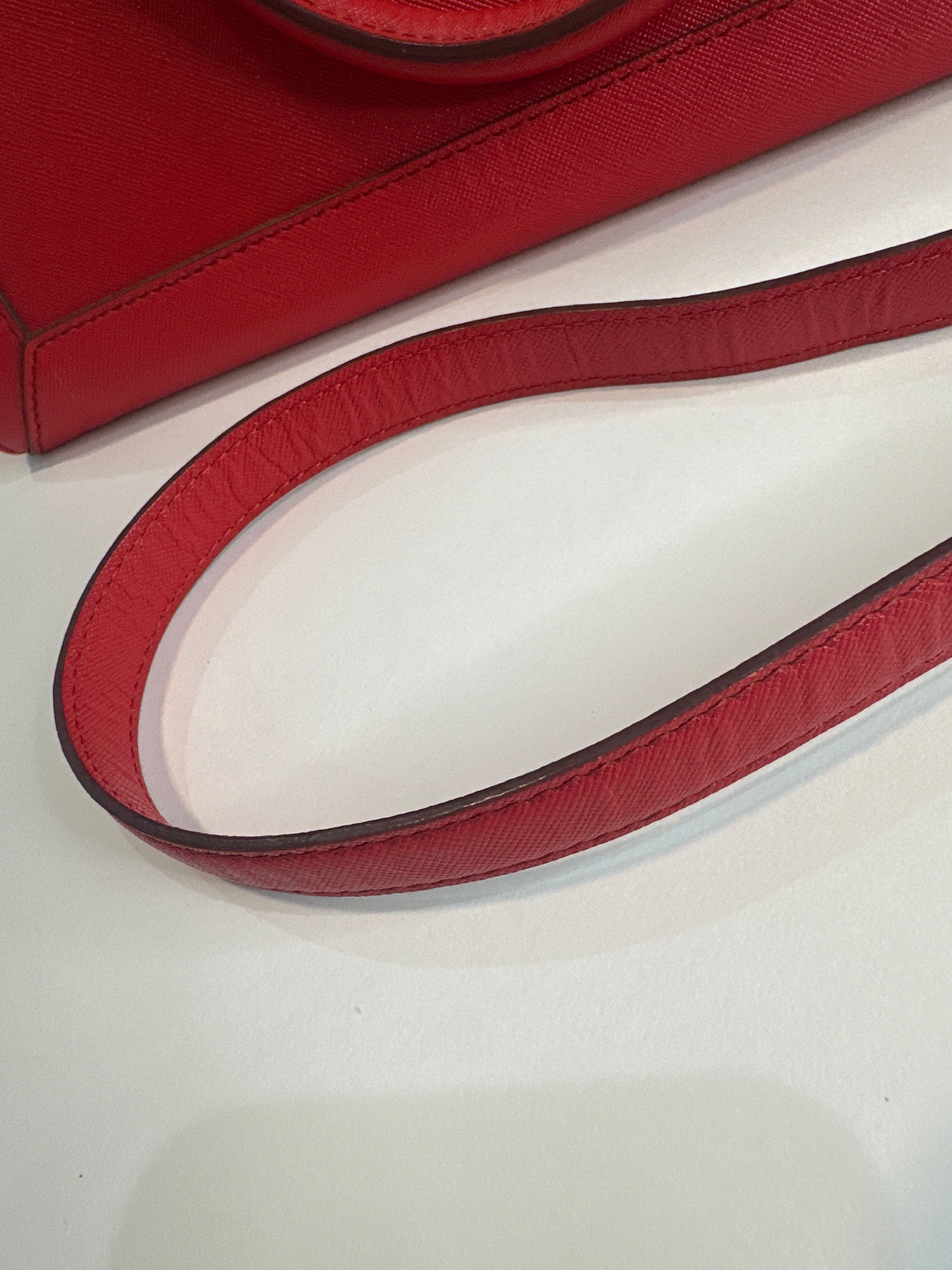 MCM Red Horizontal Double Zip Tote