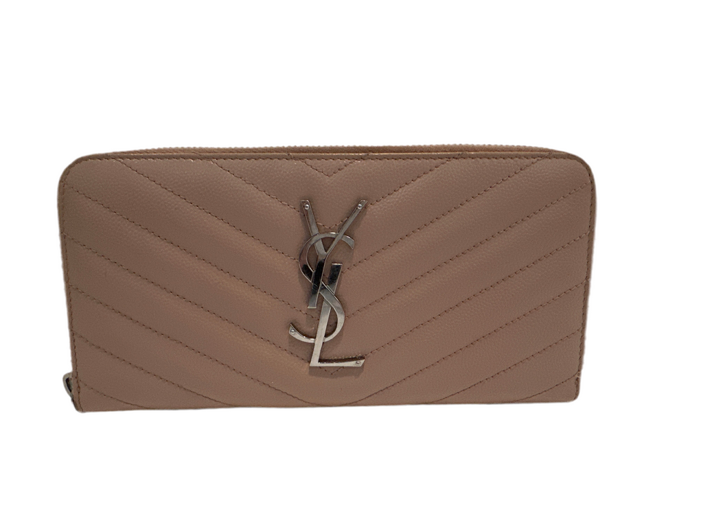 YSL Zip Around Wallet Pink Beige