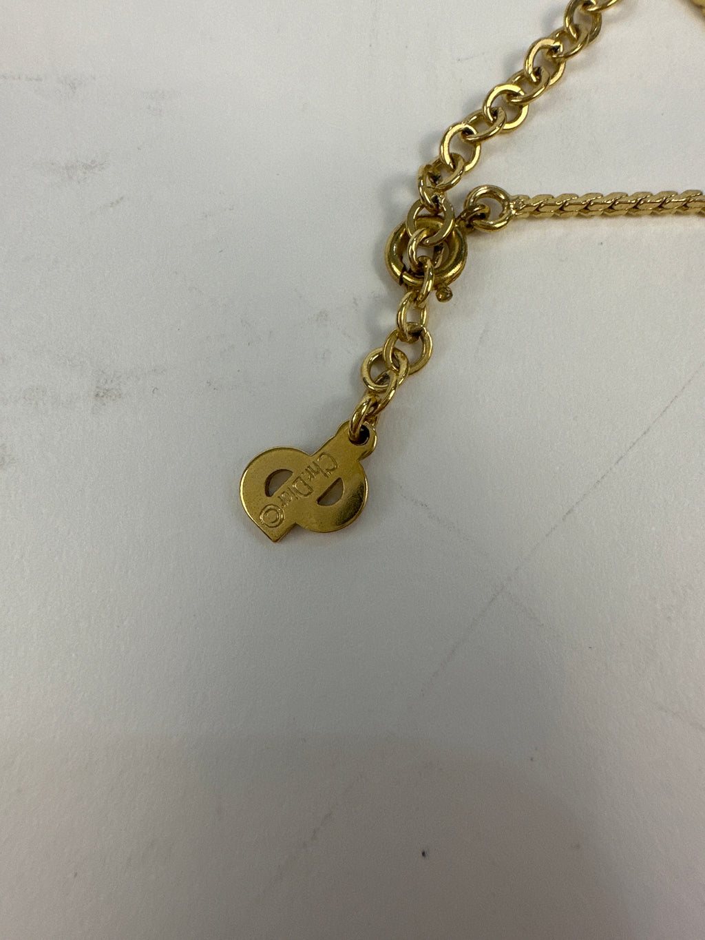 Christian Dior CD Necklace Vintage Gold Tone