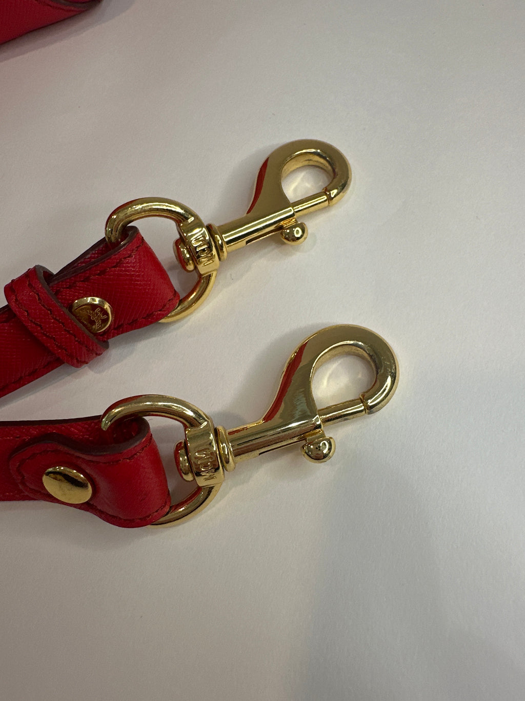 MCM Red Horizontal Double Zip Tote