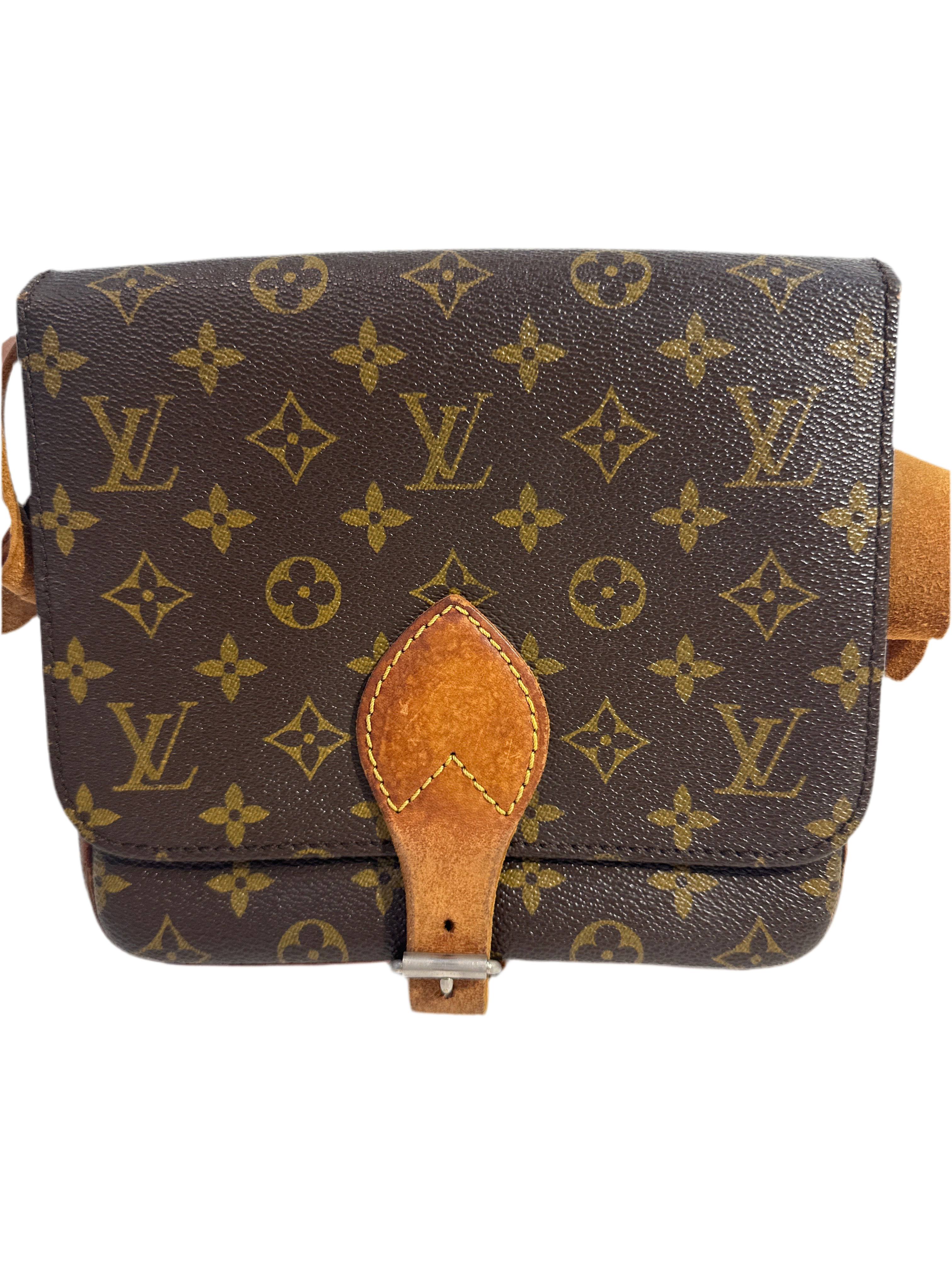 Vintage LOUIS VUITTON Cartouchiere MM Shoulder Bag Monogram Leather Brown- project bag