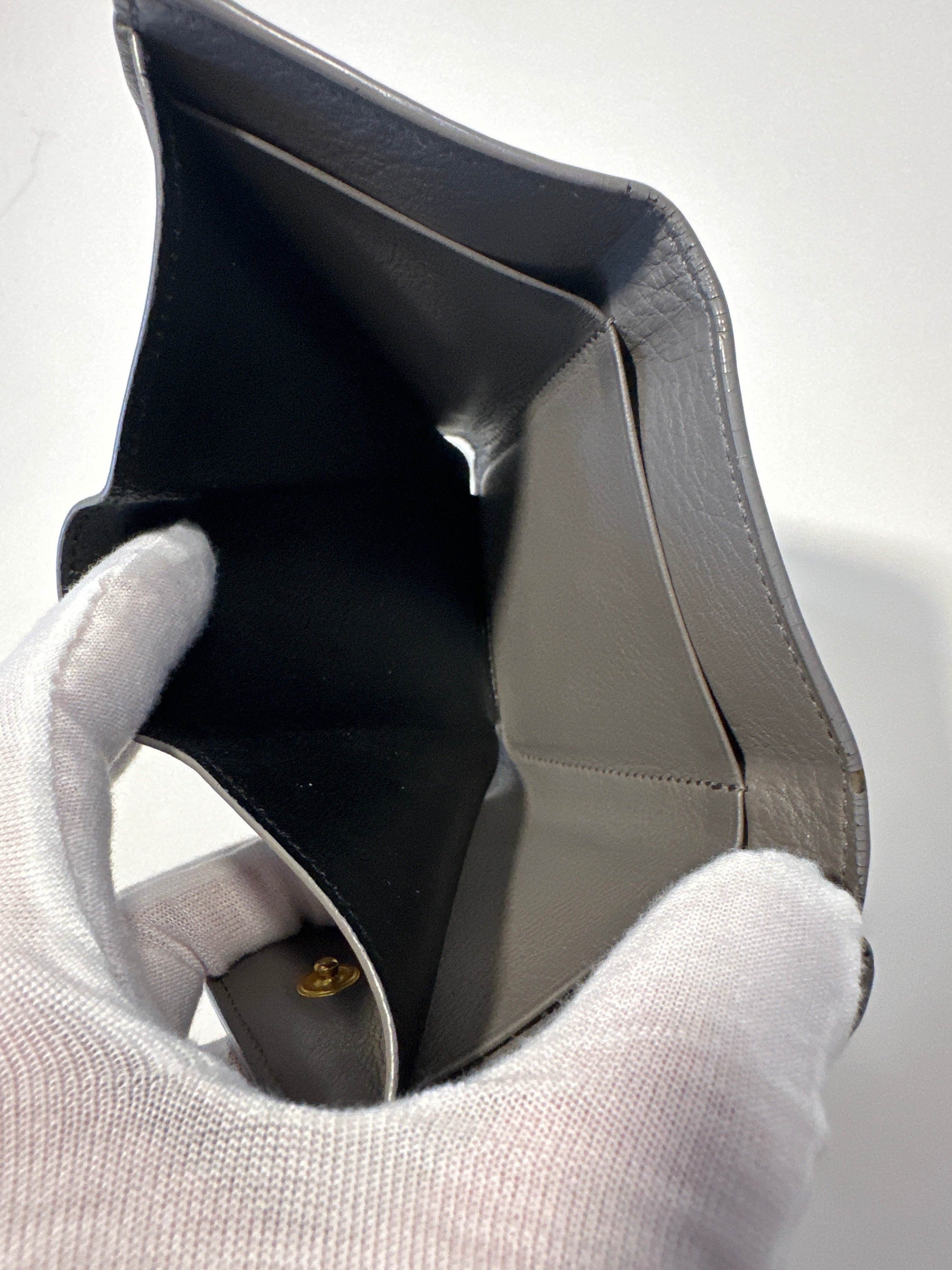 YSL tri-fold wallet with paperwork, box and dust bag.