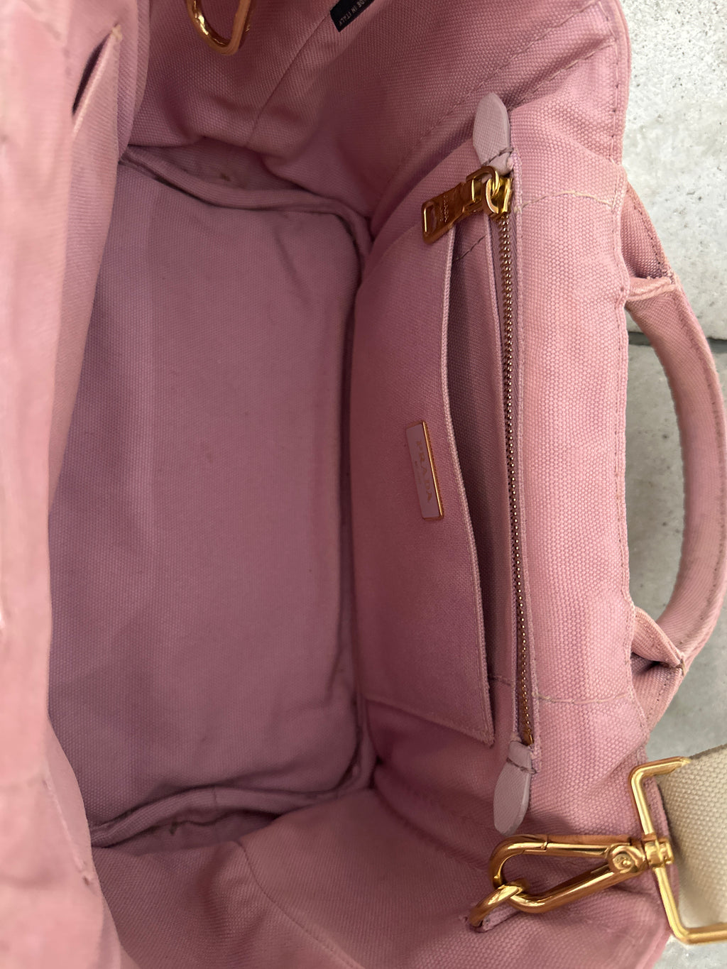 Prada Canapa Small Logo Tote in Pink