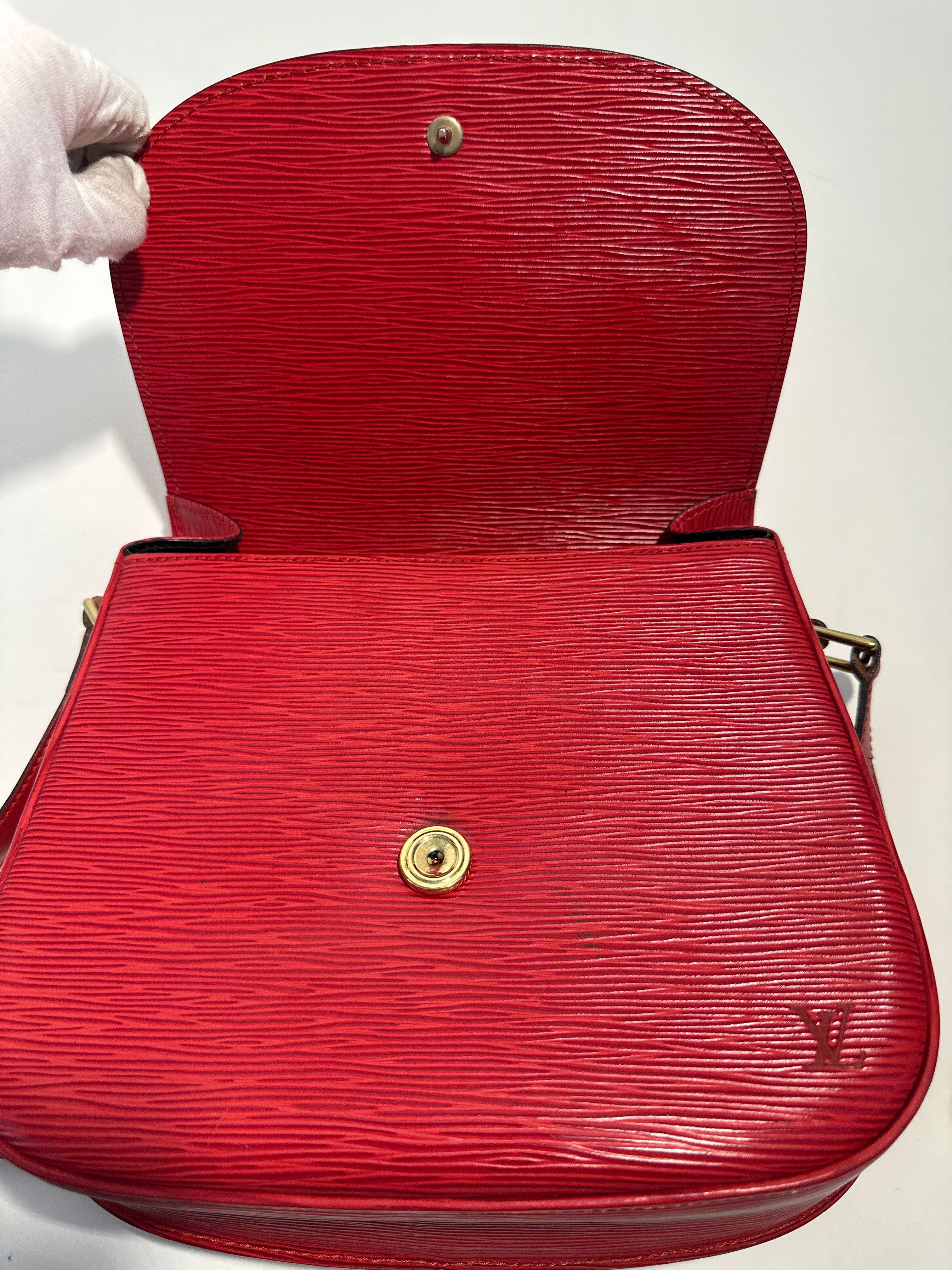 Vintage Louis Vuitton Epi Saint Cloud Shoulder Bag Red with COA
