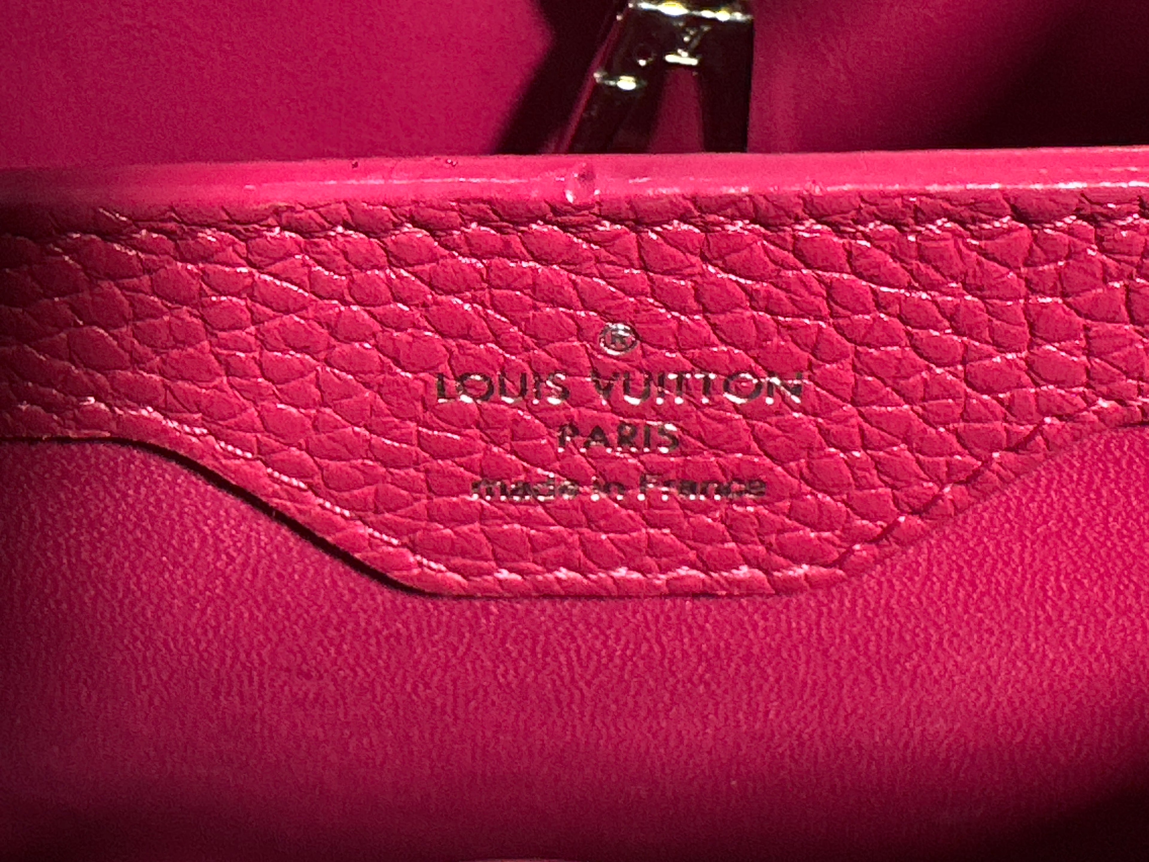 Louis Vuitton Taurillon Lace Croquets Capucines BB Groseille