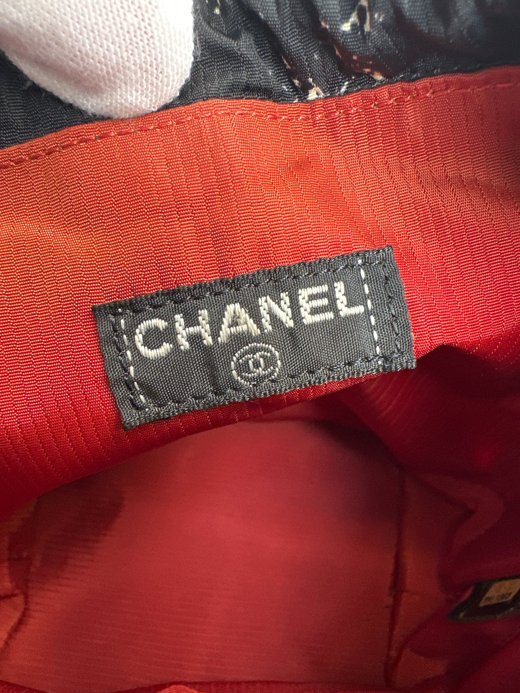 Chanel Black/White Quilted Print Nylon Travel Line Drawstring Pouch