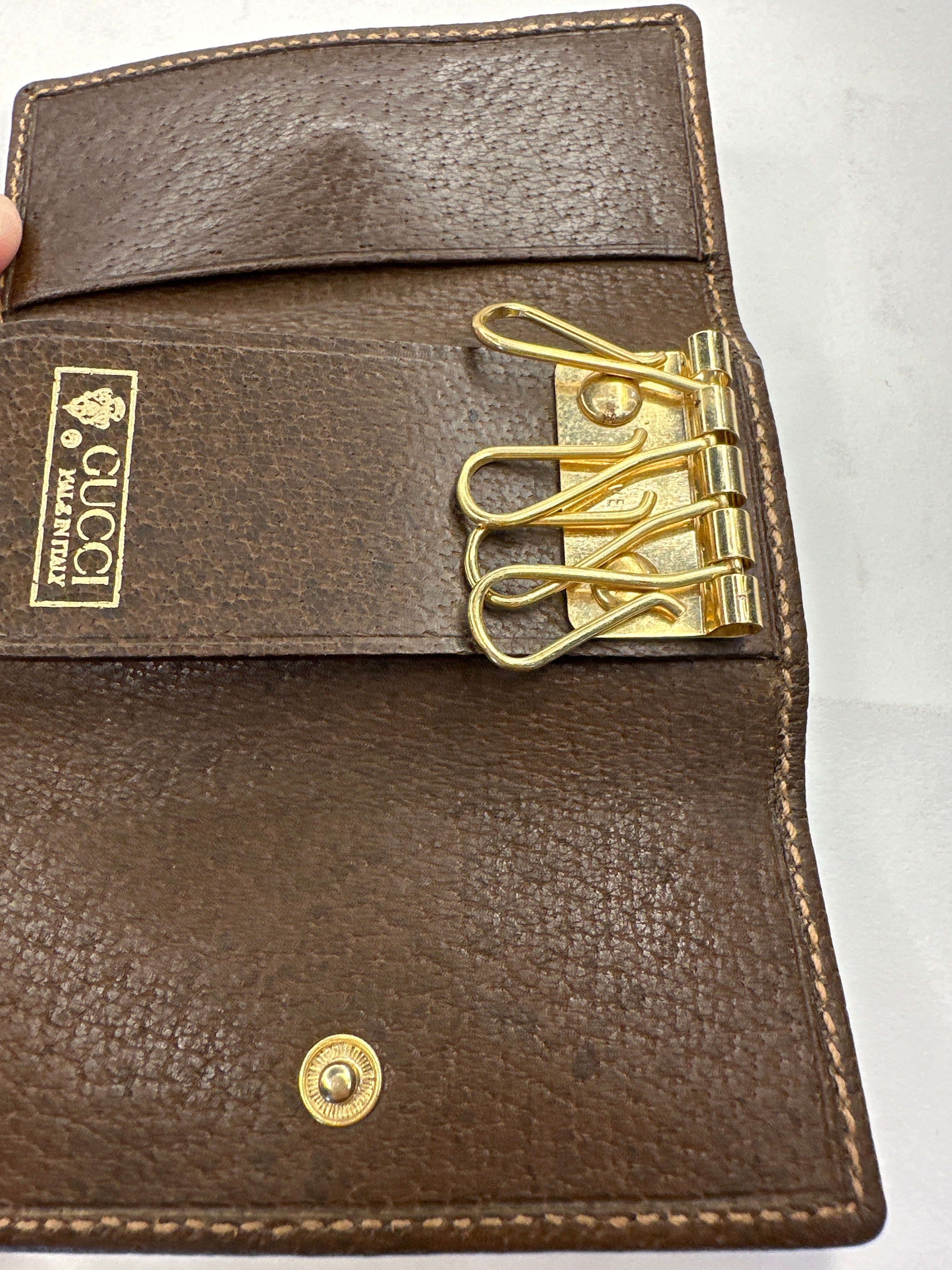 Vintage GUCCI Old Gucci 4 Key Case Compact Size 80s Pigskin Solid