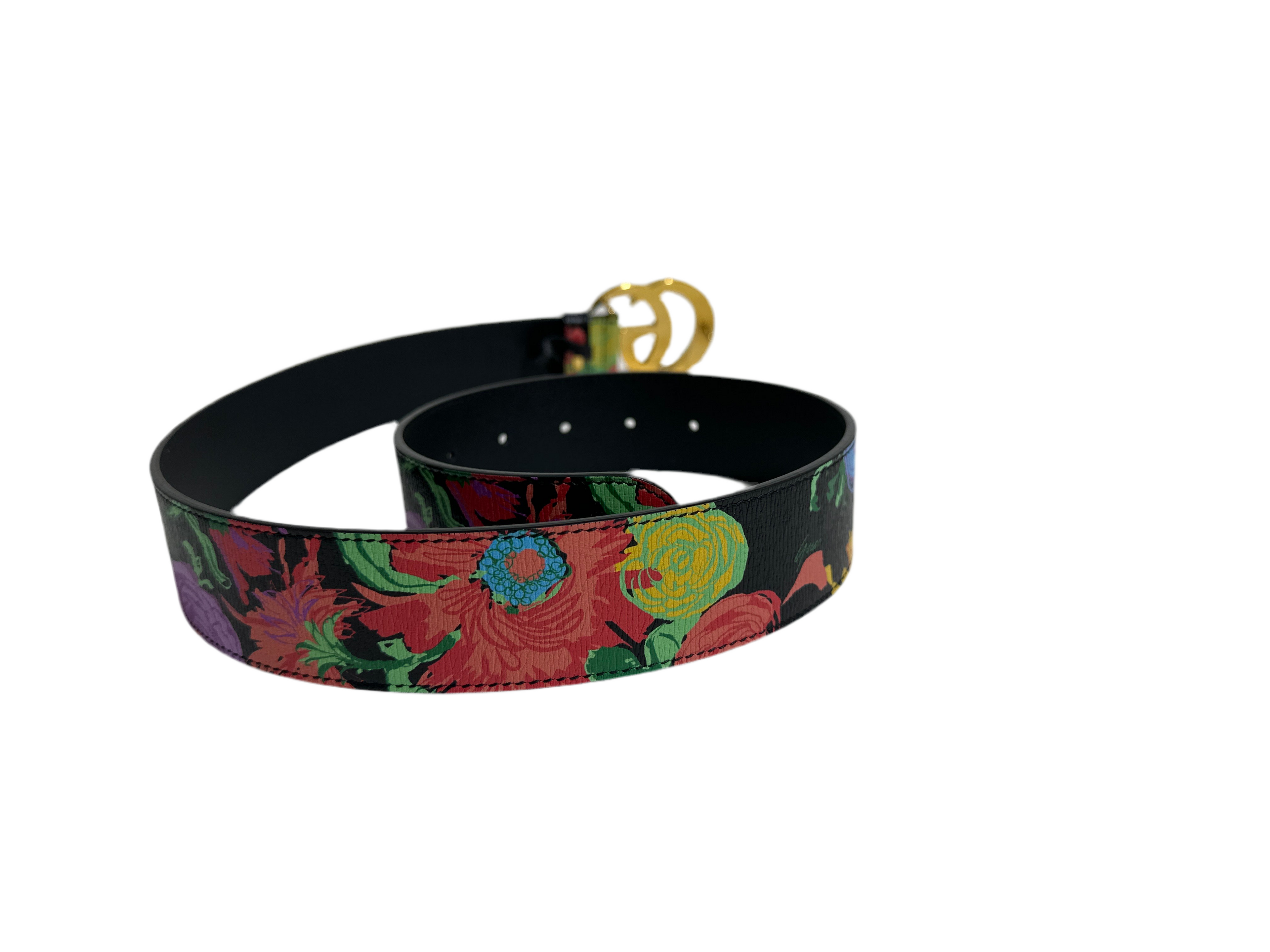 GUCCI X KEN SCOTT Calfskin Double G Belt 75/30 Floral Collab