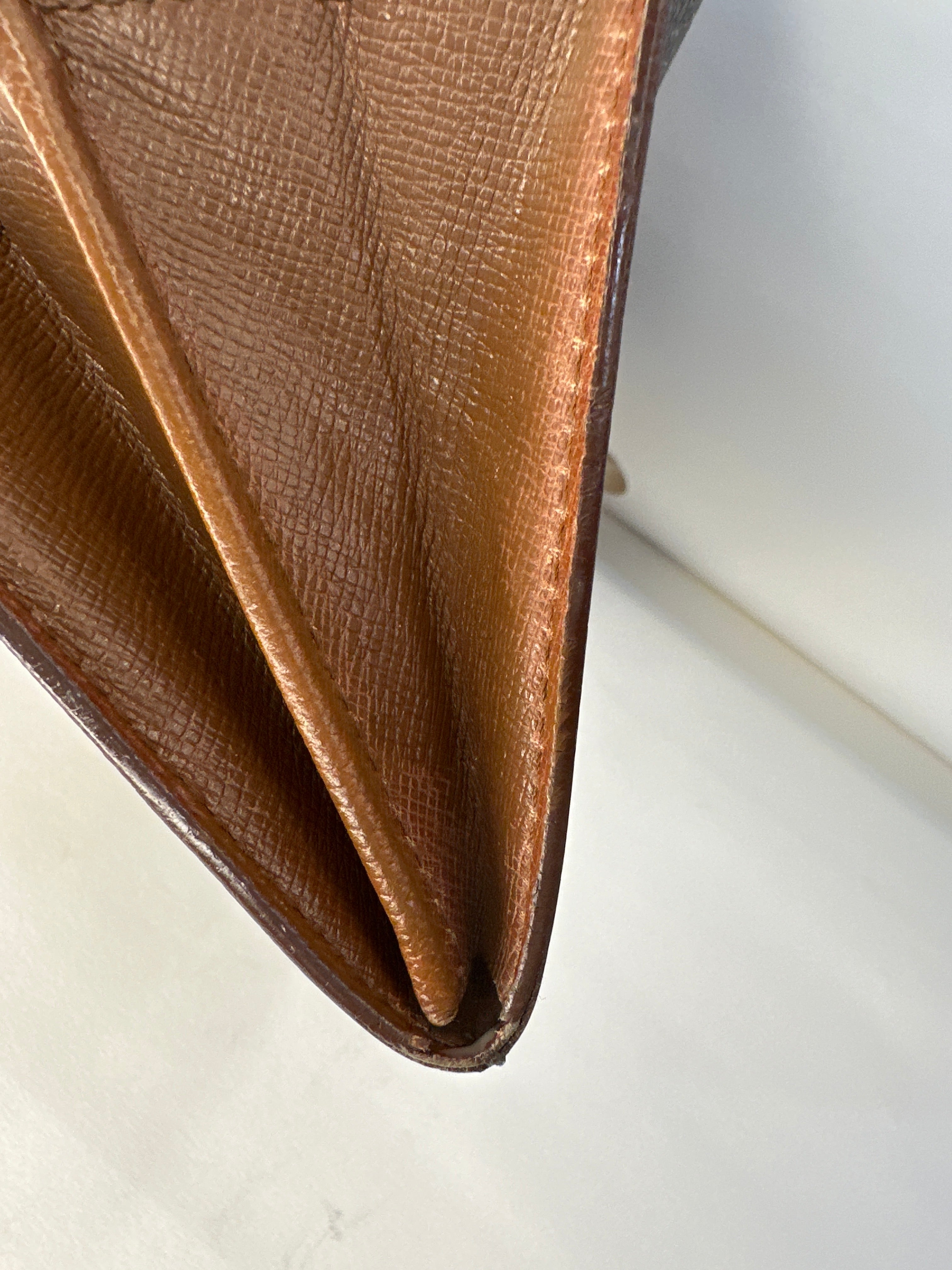 Vintage Louis Vuitton Logo LV Trifold Wallet Large Monogram Brown Authentic