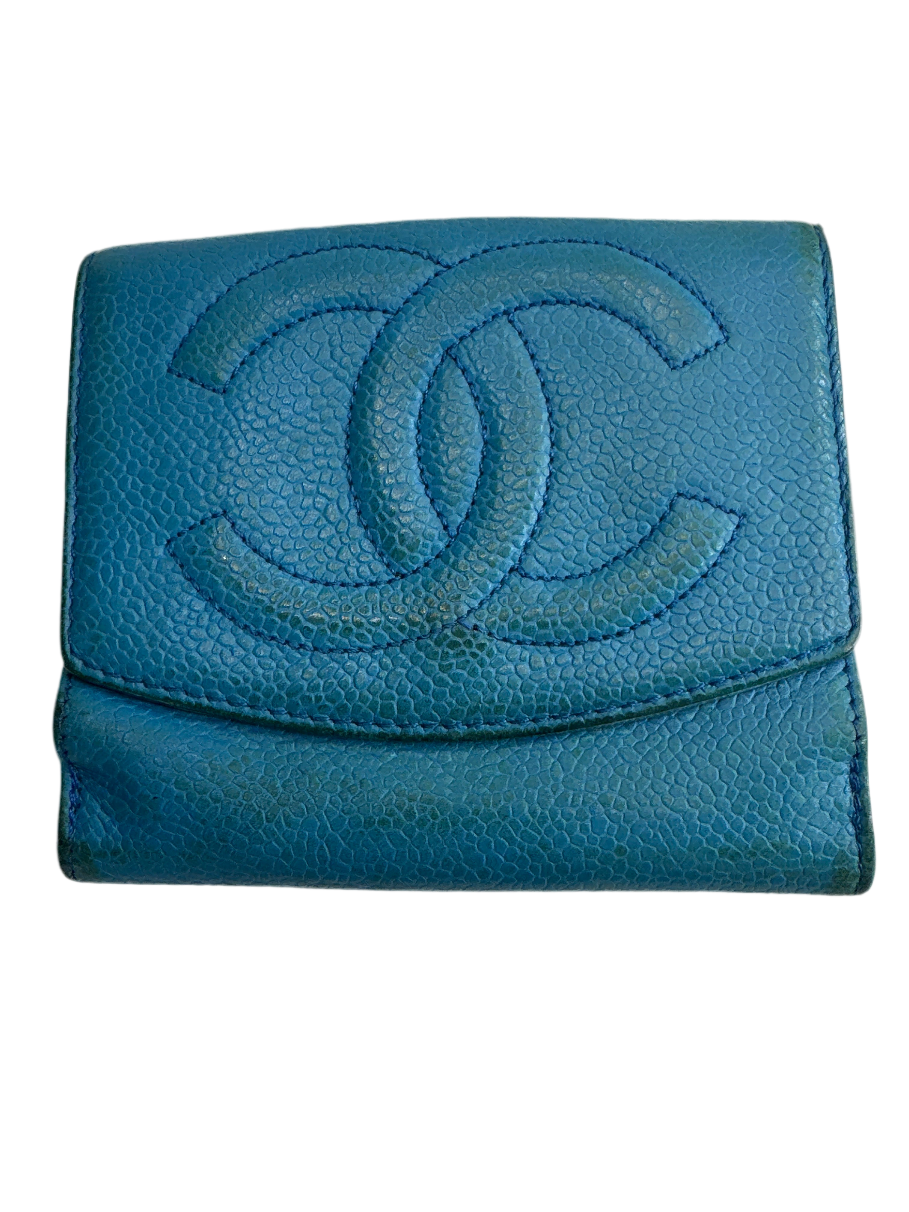 Vintage CHANEL Caviar Blue Card Holder Wallet