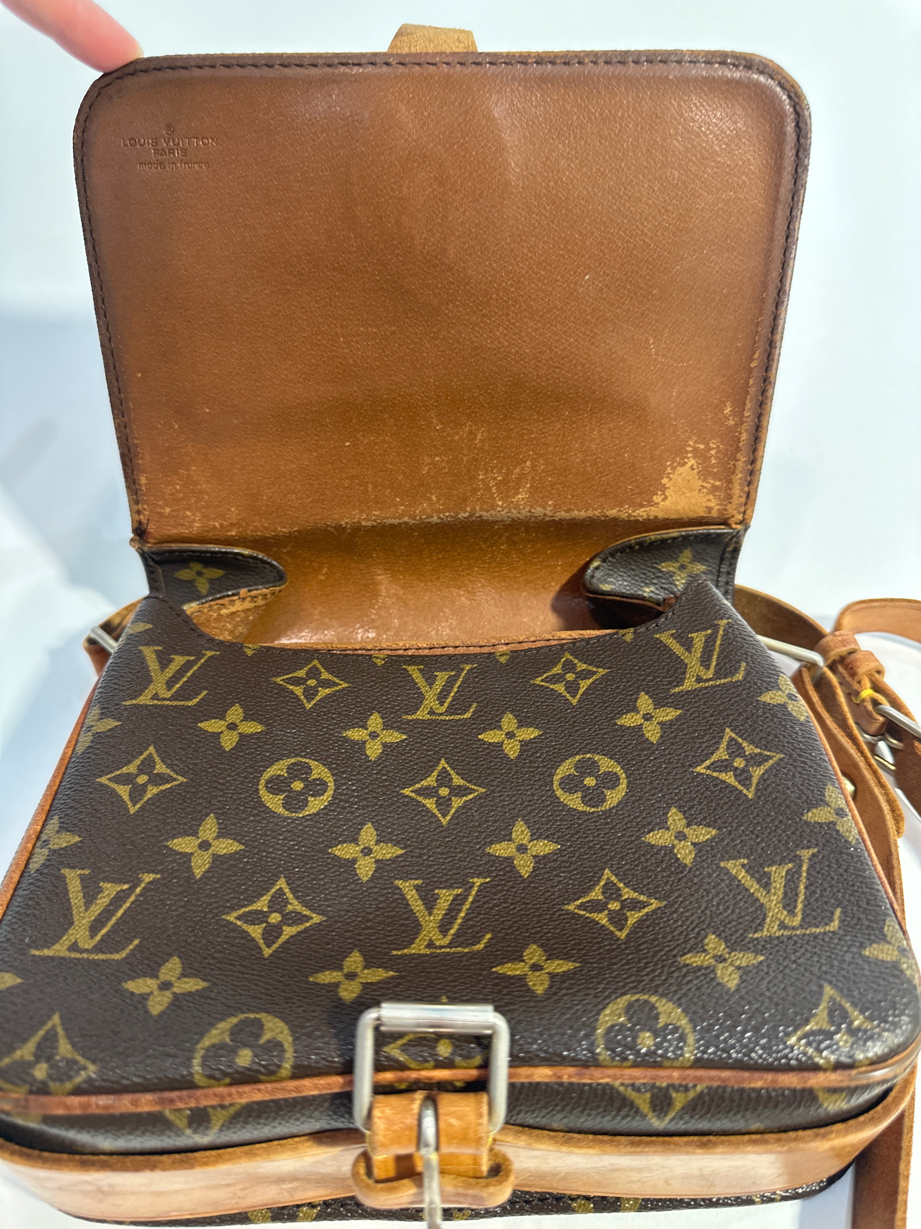 Vintage LOUIS VUITTON Cartouchiere MM Shoulder Bag Monogram Leather Brown- project bag