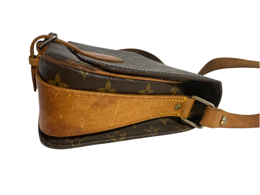 Vintage LOUIS VUITTON Cartouchiere MM Shoulder Bag Monogram Leather Brown- project bag