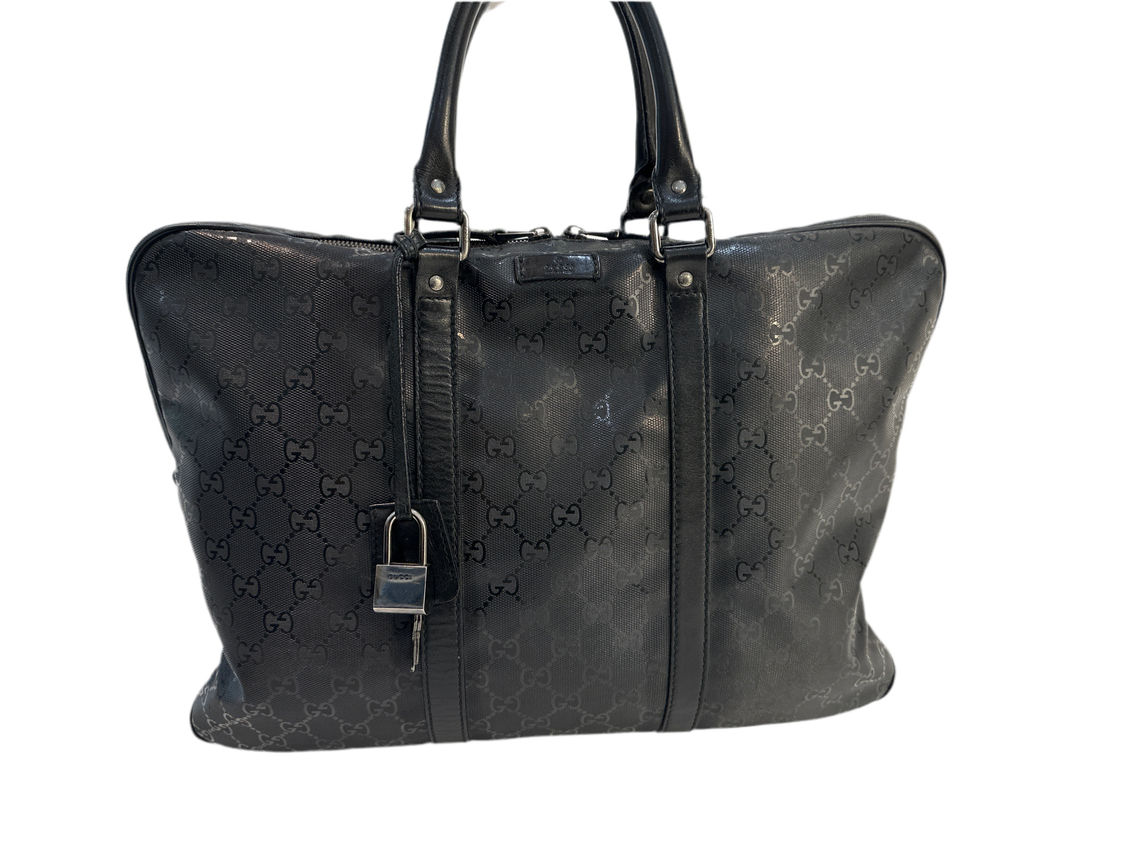 Gucci Embossed GG Briefcase Black PVC business Laptop bag