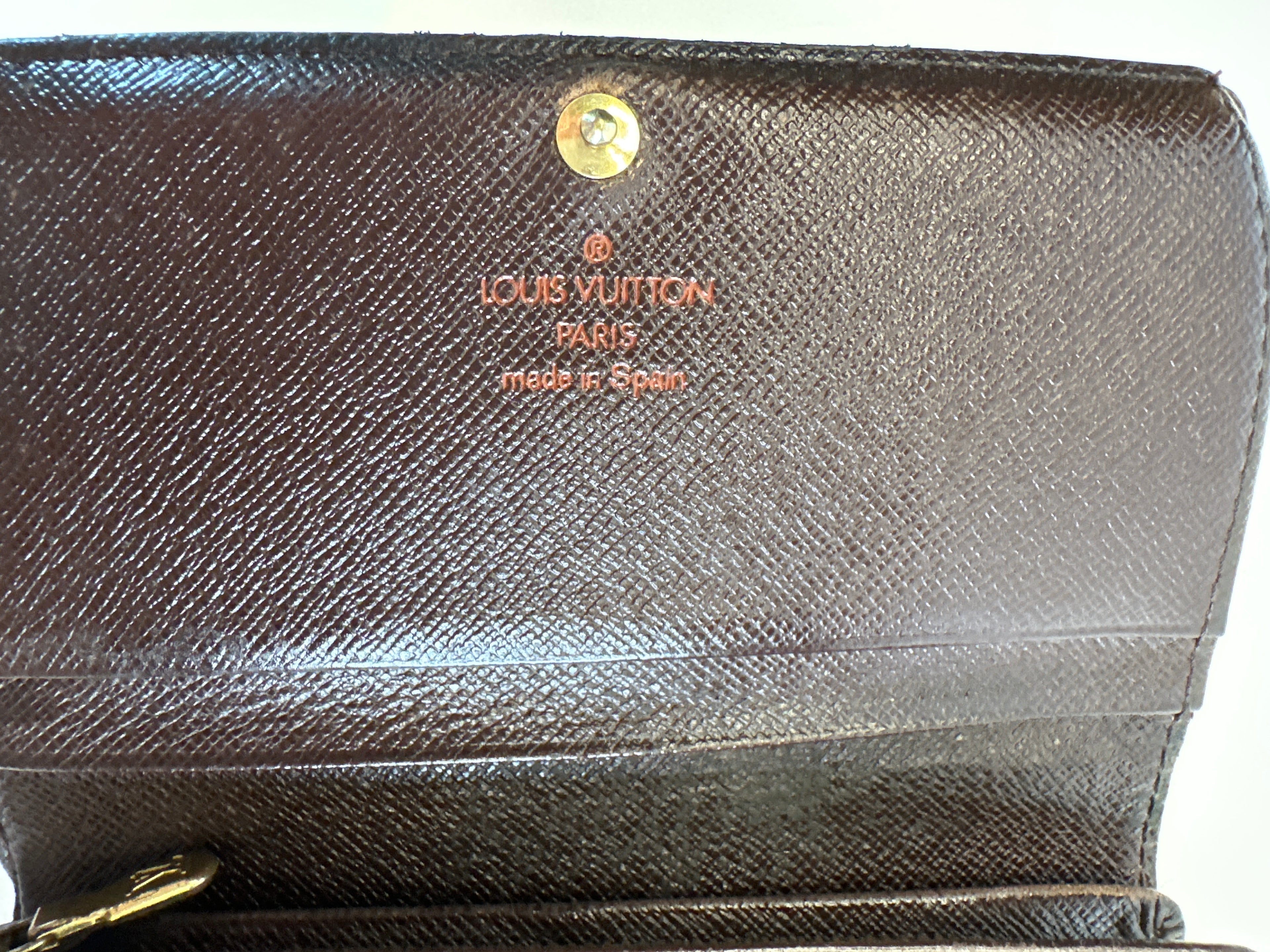 LOUIS VUITTON Porte Monnaie Damier Ebene Billets Tresor Wallet Brown