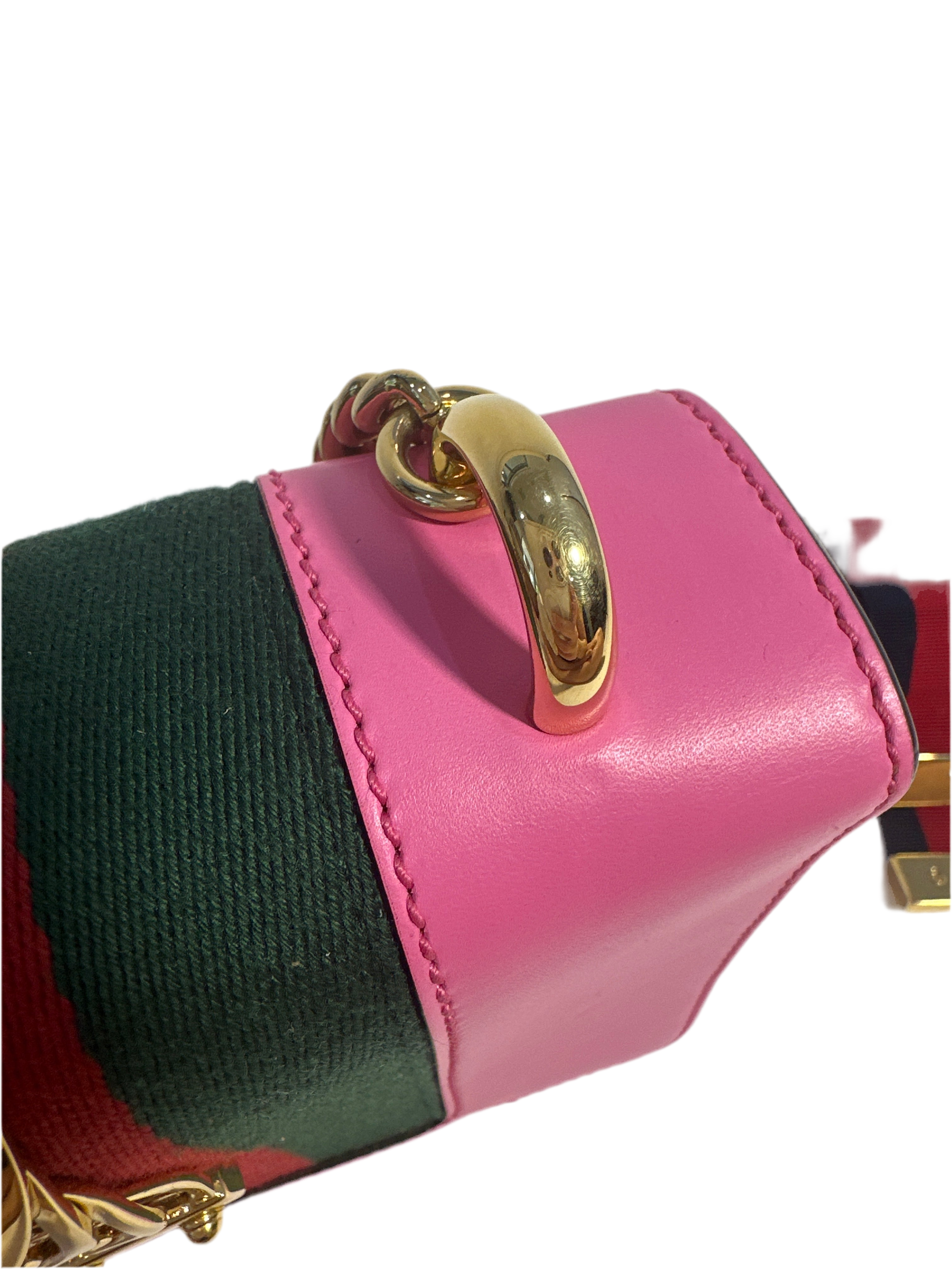 Gucci Pink Leather Mini Sylvie Chain Shoulder Bag