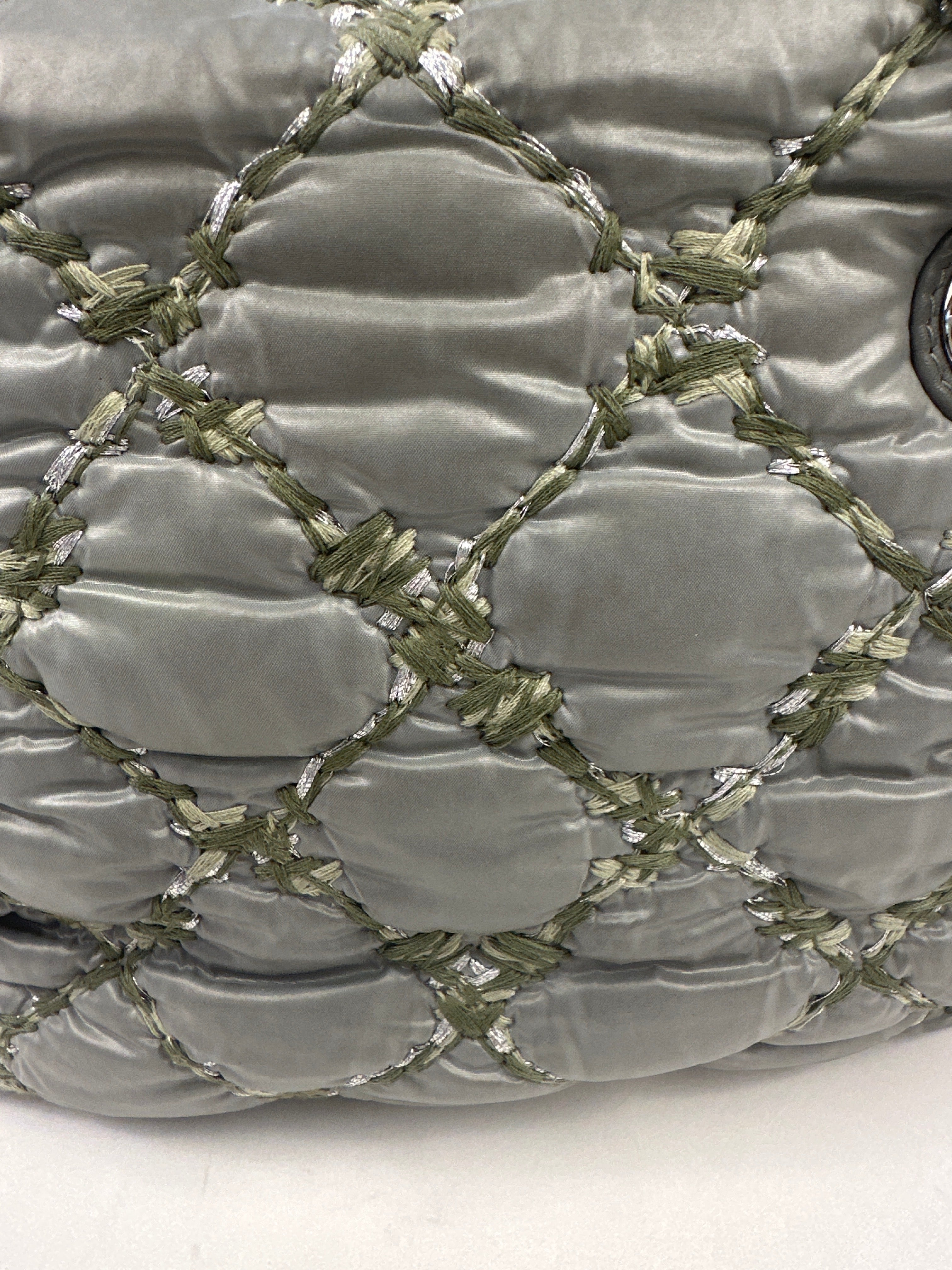 Chanel Tweed On Stitch Bubble Bowling Bag Quilted Nylon Large