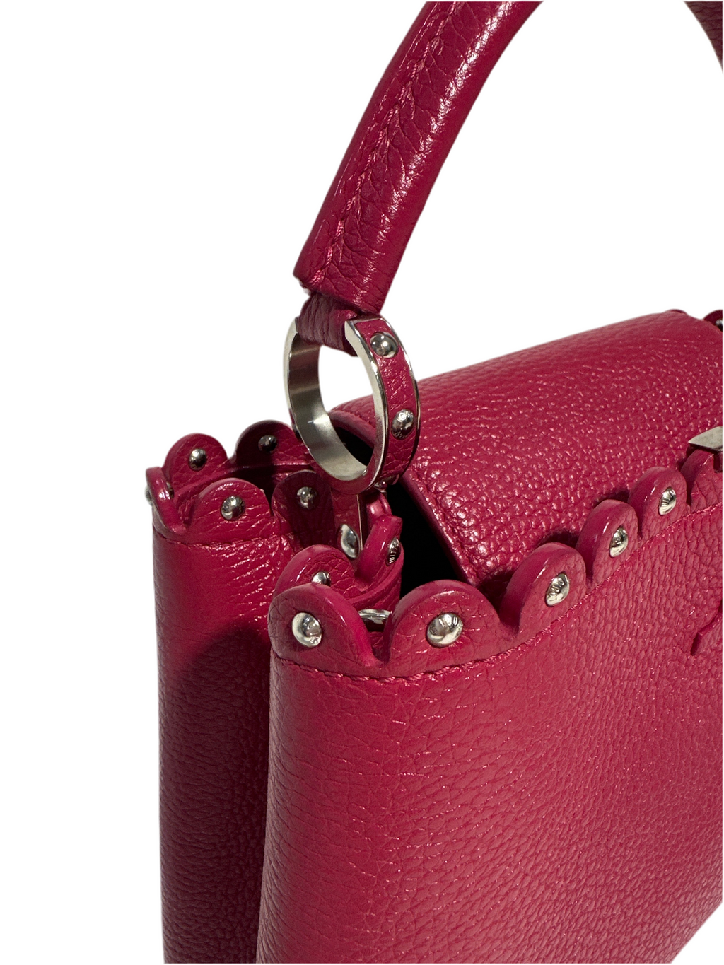 Louis Vuitton Taurillon Lace Croquets Capucines BB Groseille