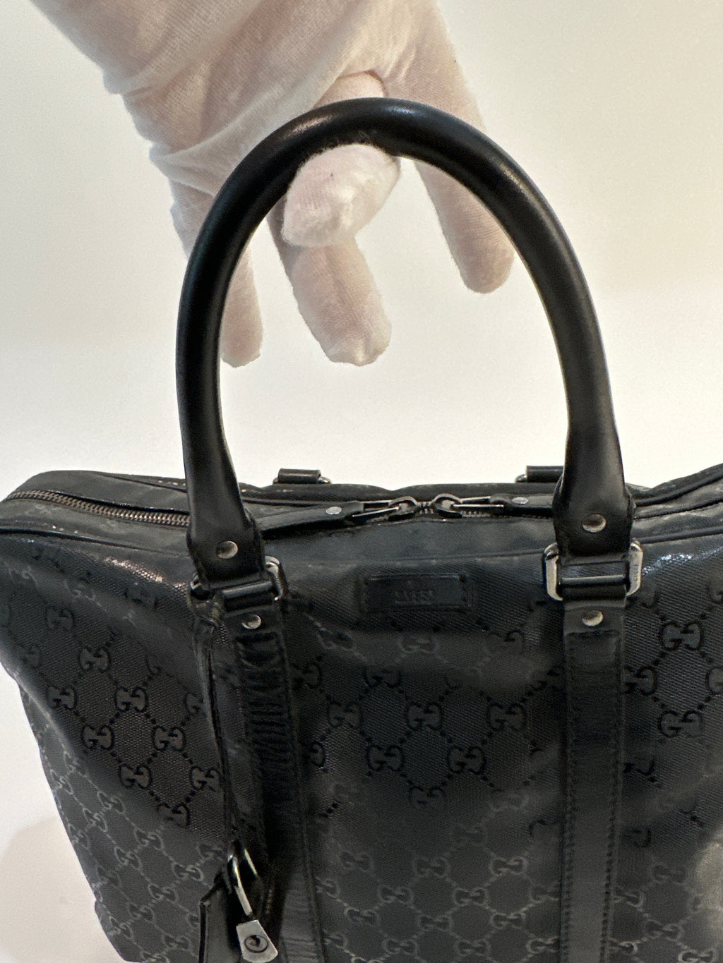 Gucci Embossed GG Briefcase Black PVC business Laptop bag