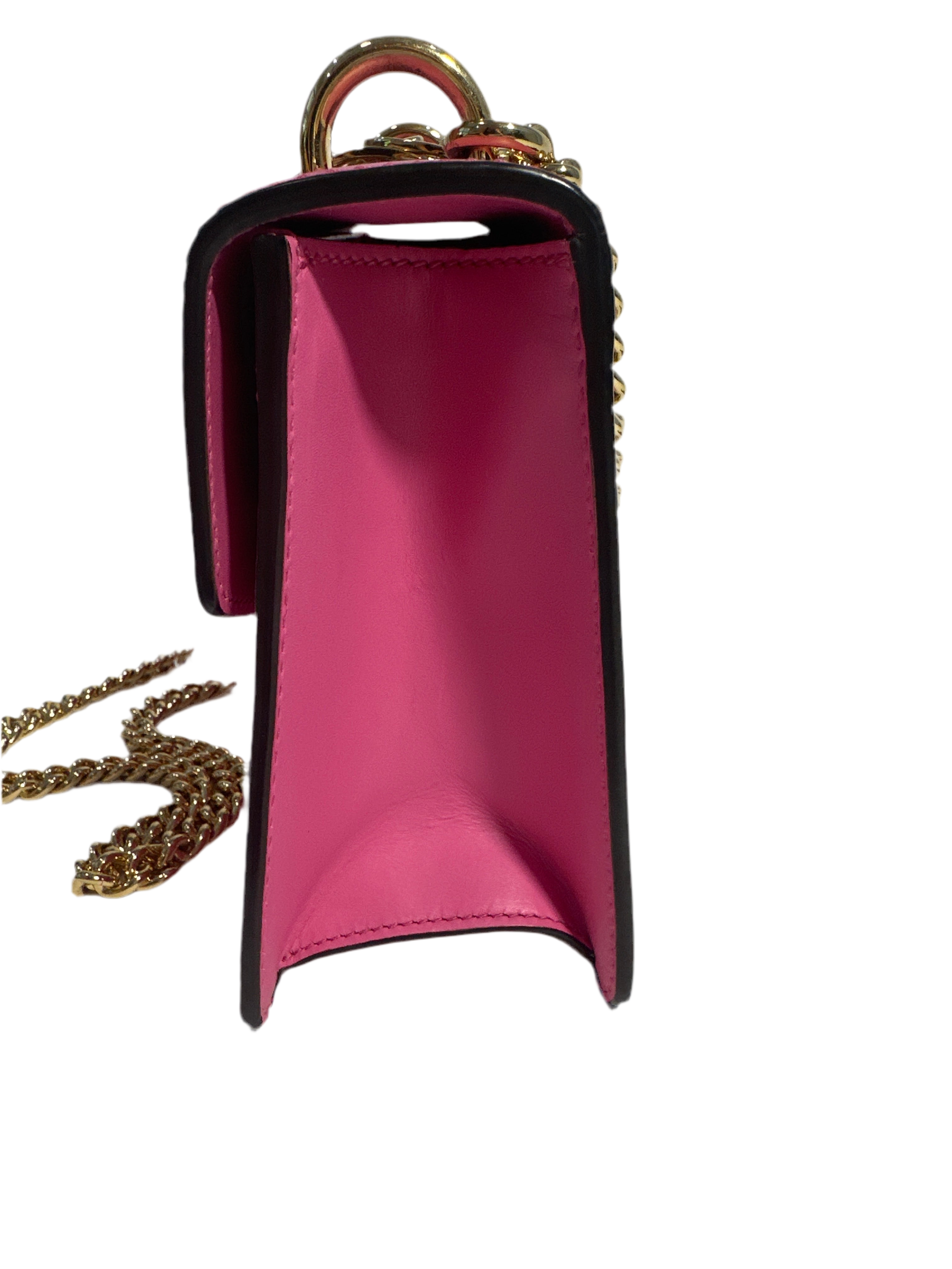 Gucci Pink Leather Mini Sylvie Chain Shoulder Bag