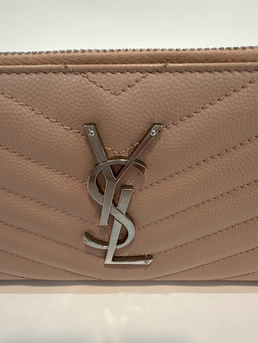 YSL Zip Around Wallet Pink Beige