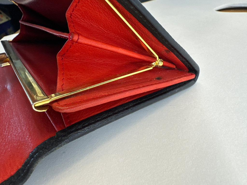 Christian Dior Black Leather Logo Long Wallet