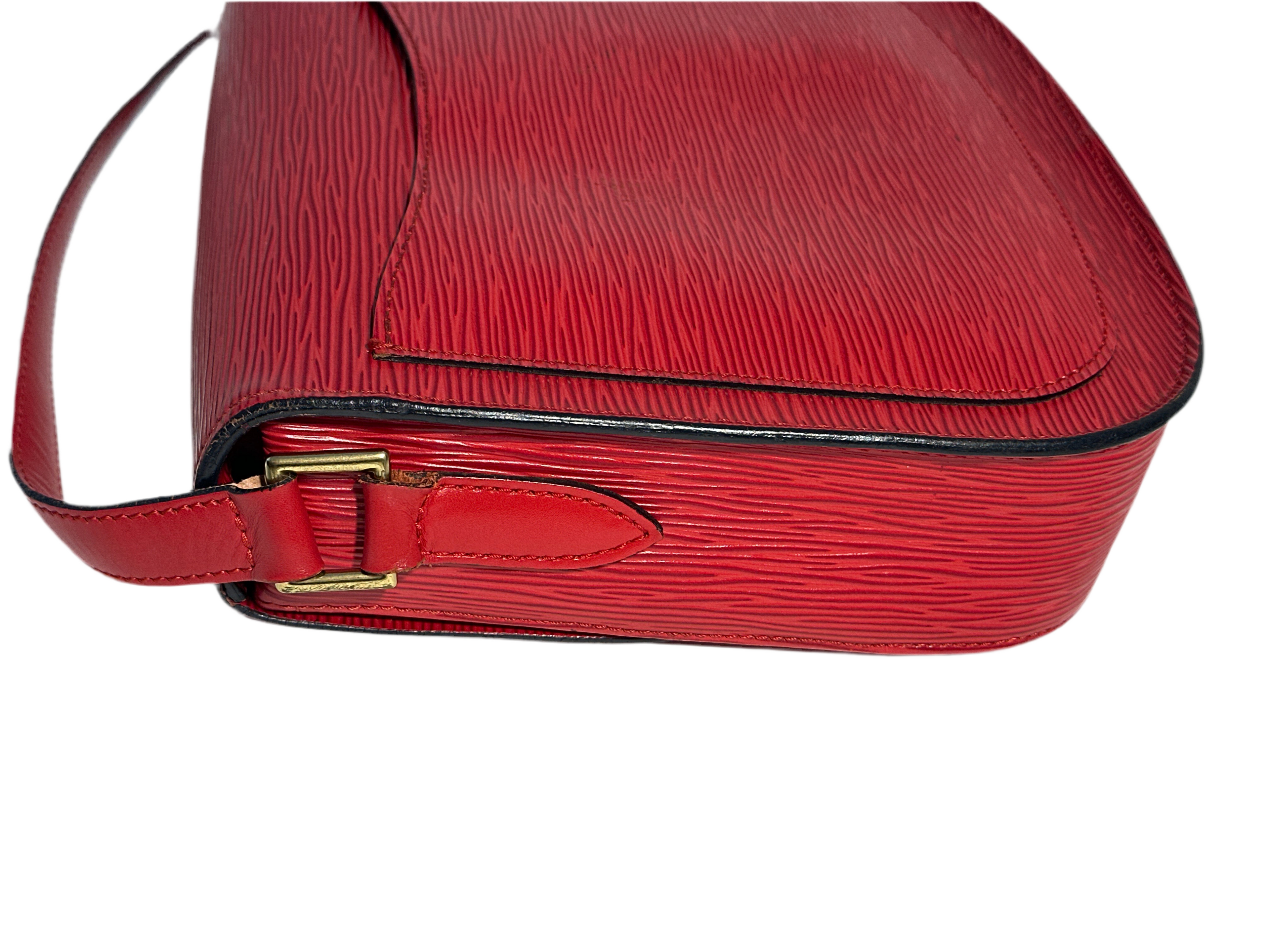 Vintage Louis Vuitton Epi Saint Cloud Shoulder Bag Red with COA