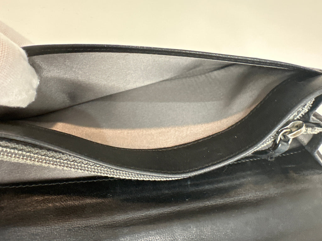 CHANEL Camellia CC Logo Lambskin Leather Zip Around Long Wallet black