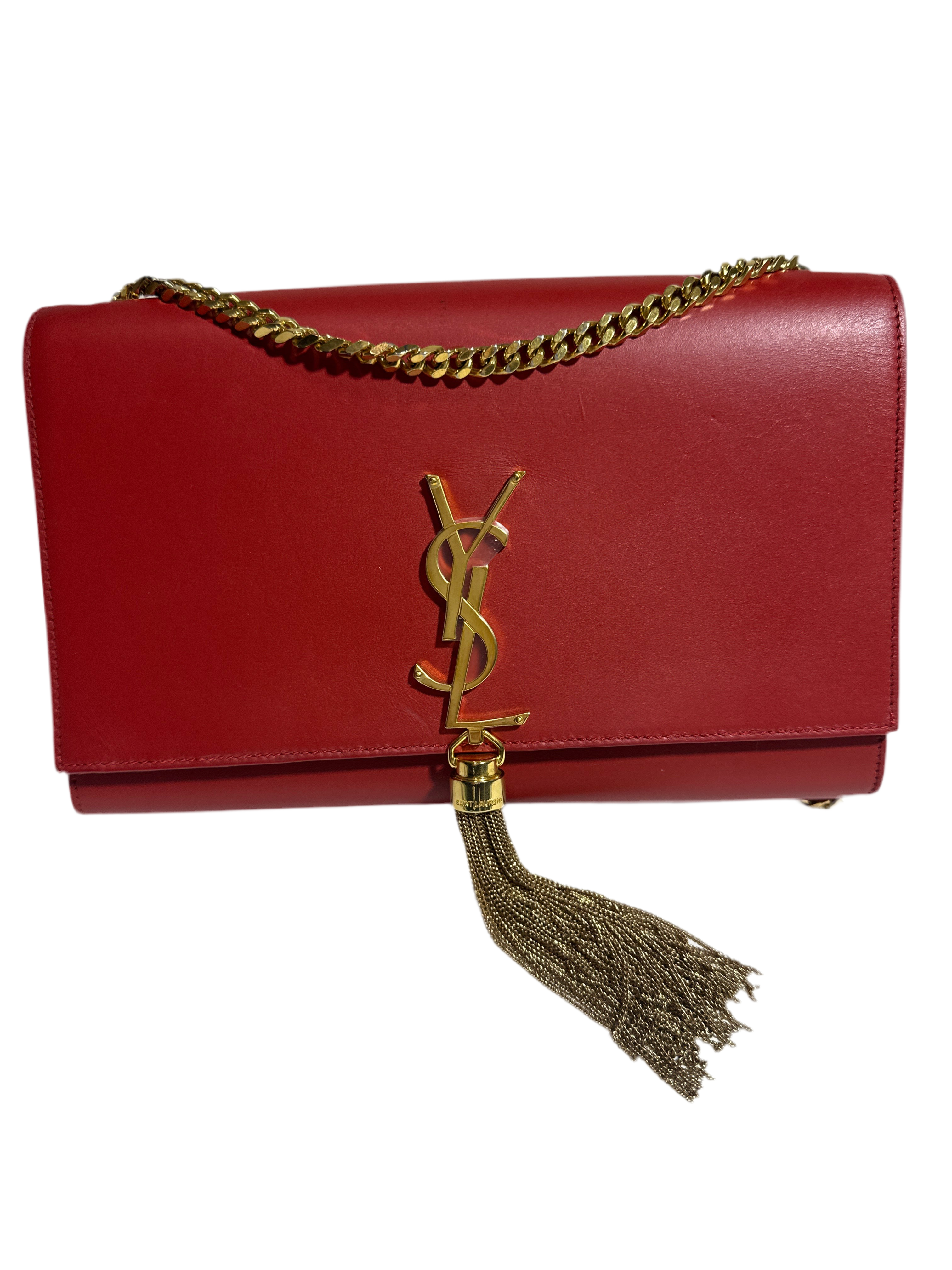 Saint Laurent Shoulder Red Kate Tassel Bag