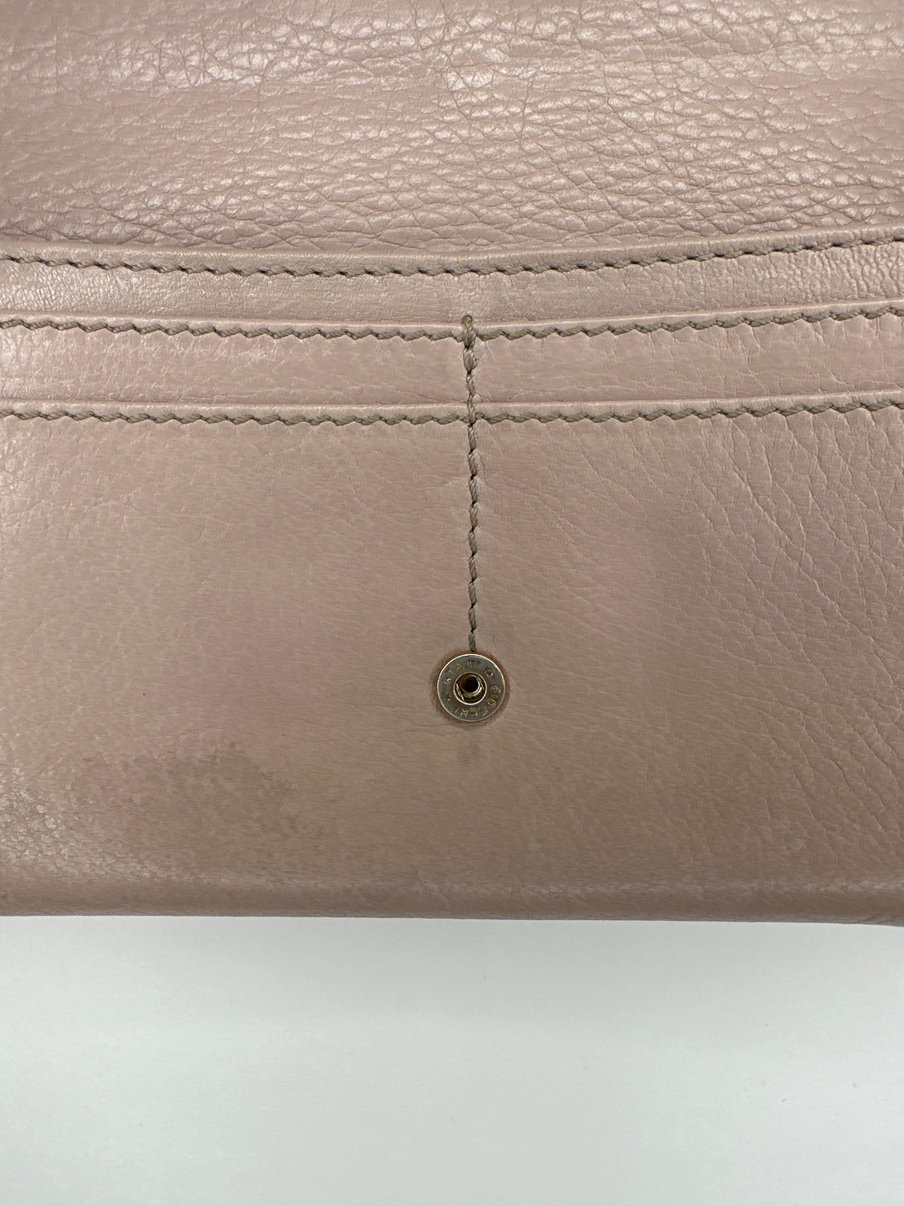 Chloé Taupe Snap Bow Leather Long Wallet