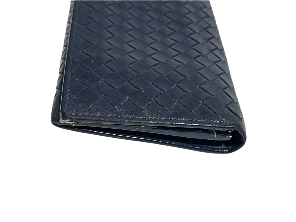 Bottega Veneta Woven Leather Clutch Wallet Navy