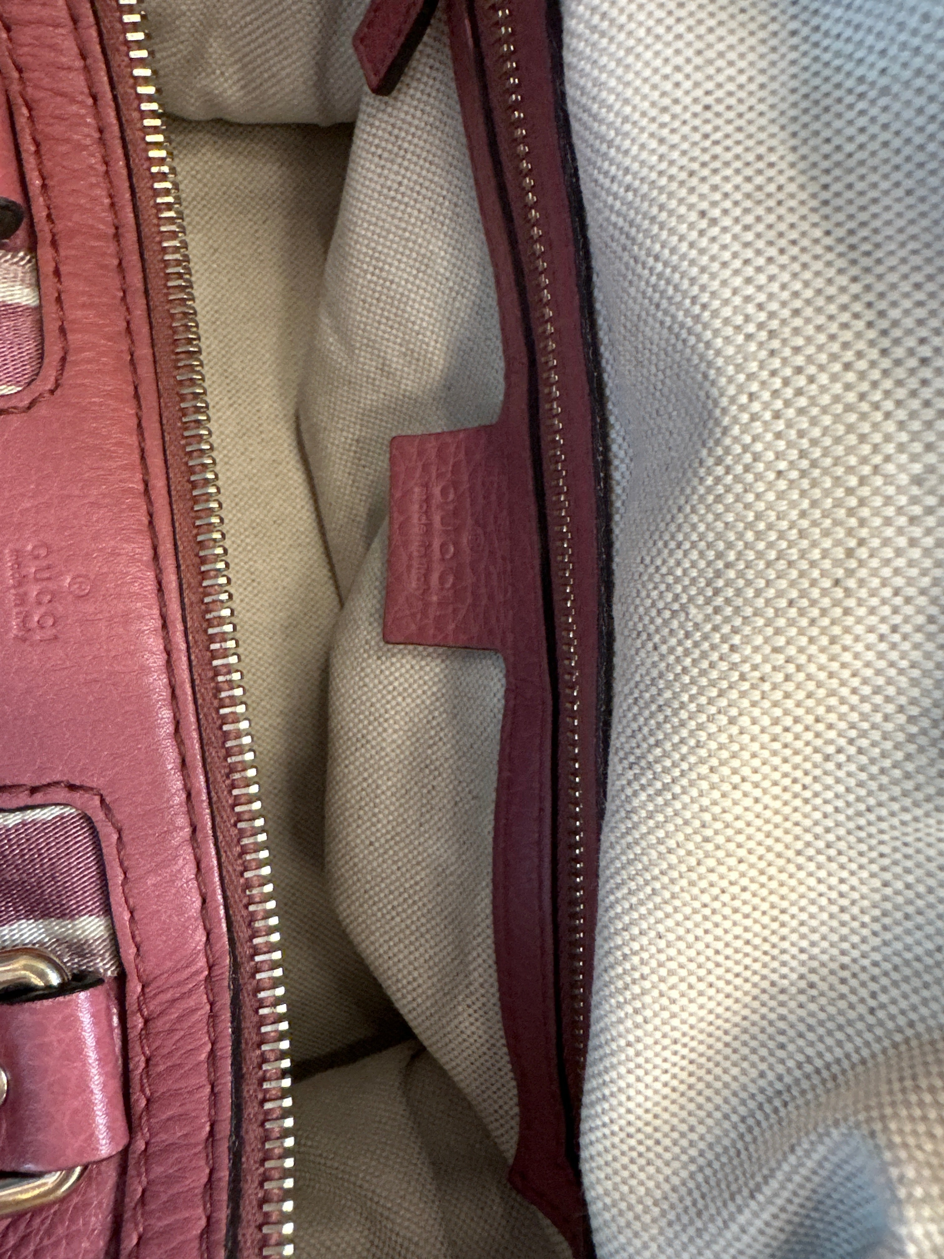 Vintage Gucci Rose Pink Leather Web Line Boston Speedy 2way Tote Bag with COA