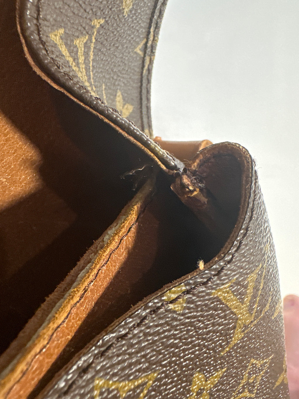 Vintage LOUIS VUITTON Cartouchiere MM Shoulder Bag Monogram Leather Brown- project bag