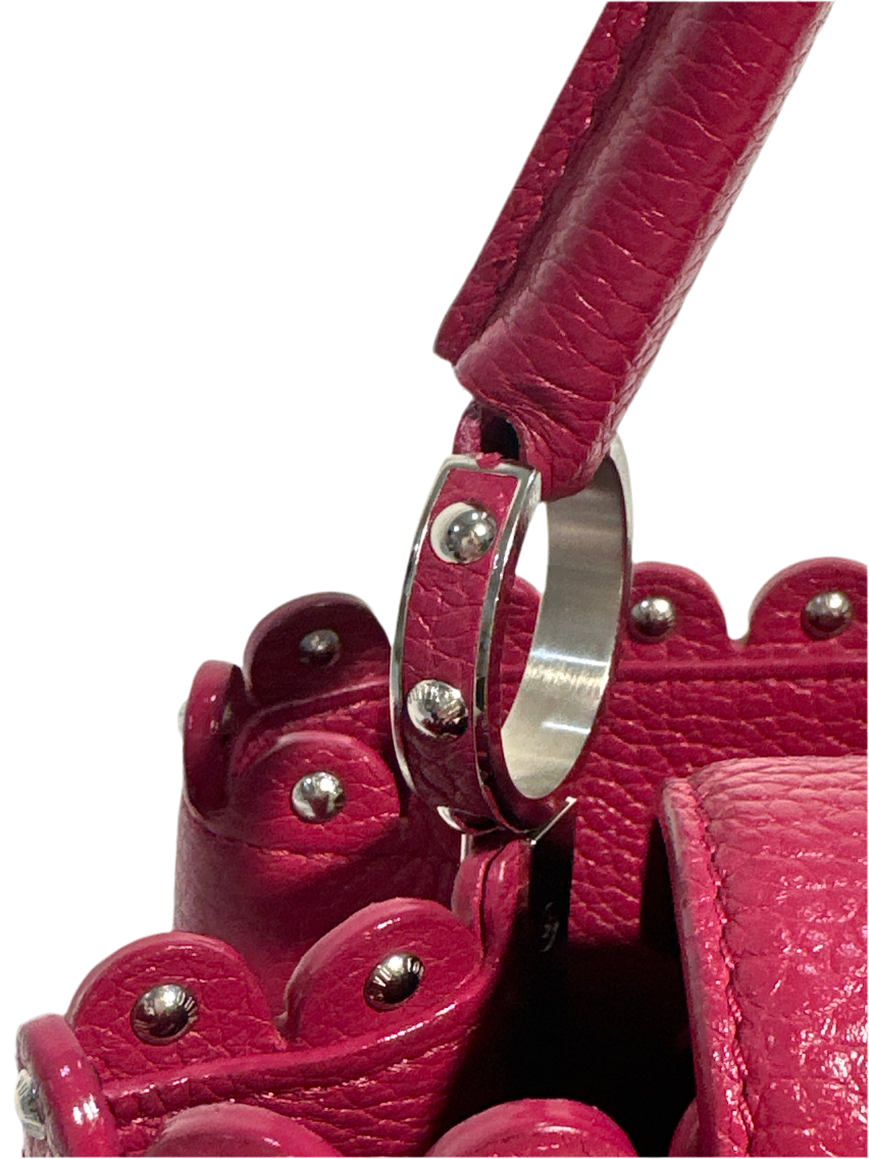 Louis Vuitton Taurillon Lace Croquets Capucines BB Groseille