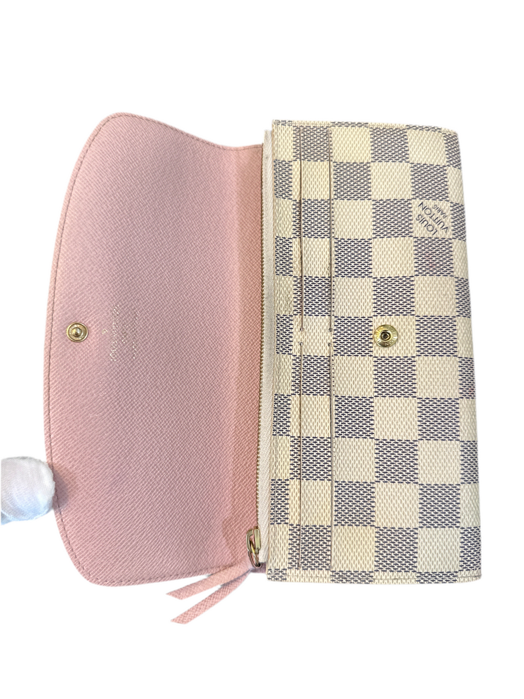 LOUIS VUITTON Emilie Damier Azur Wallet Rose Ballerine
