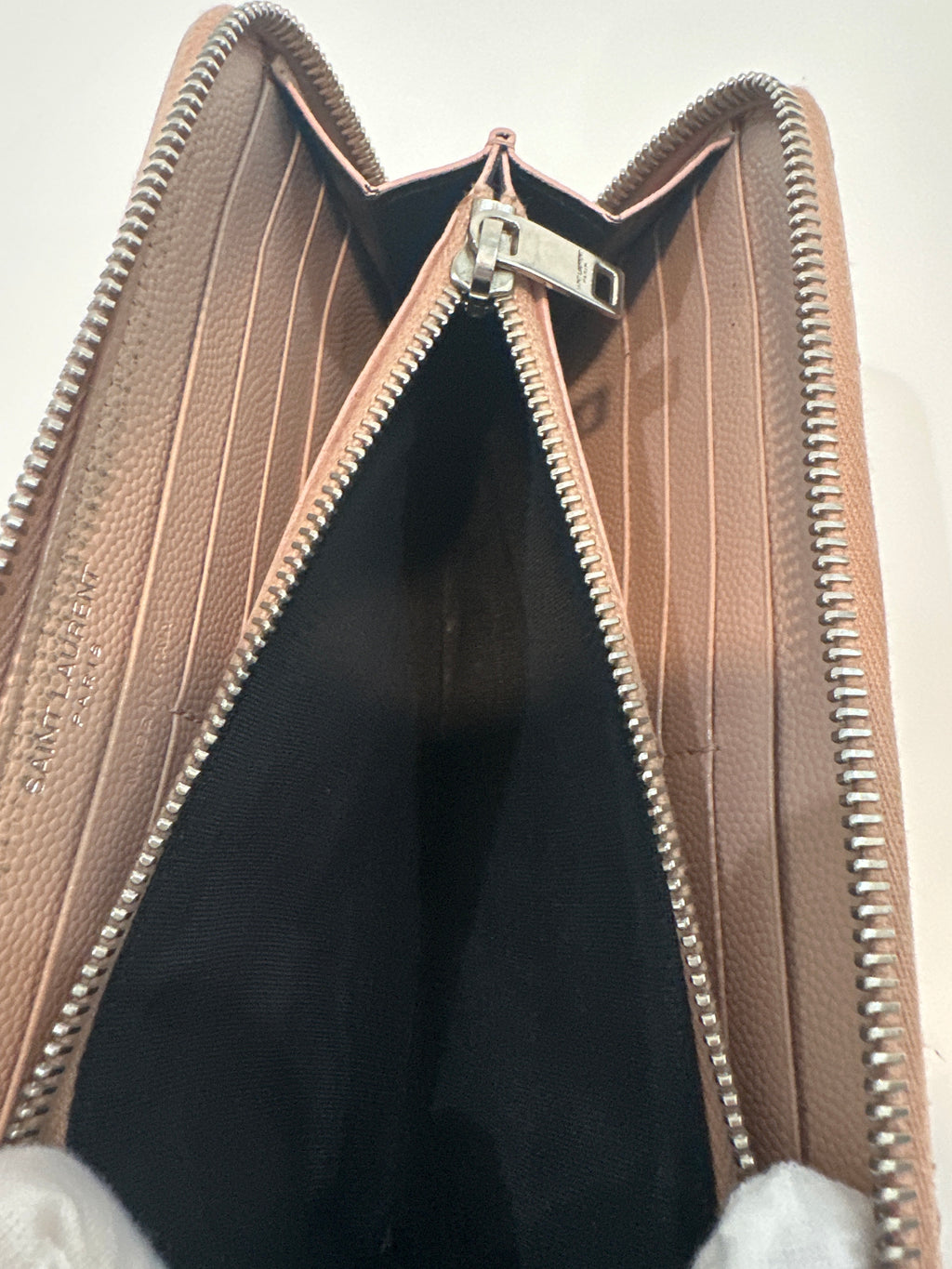 YSL Zip Around Wallet Pink Beige