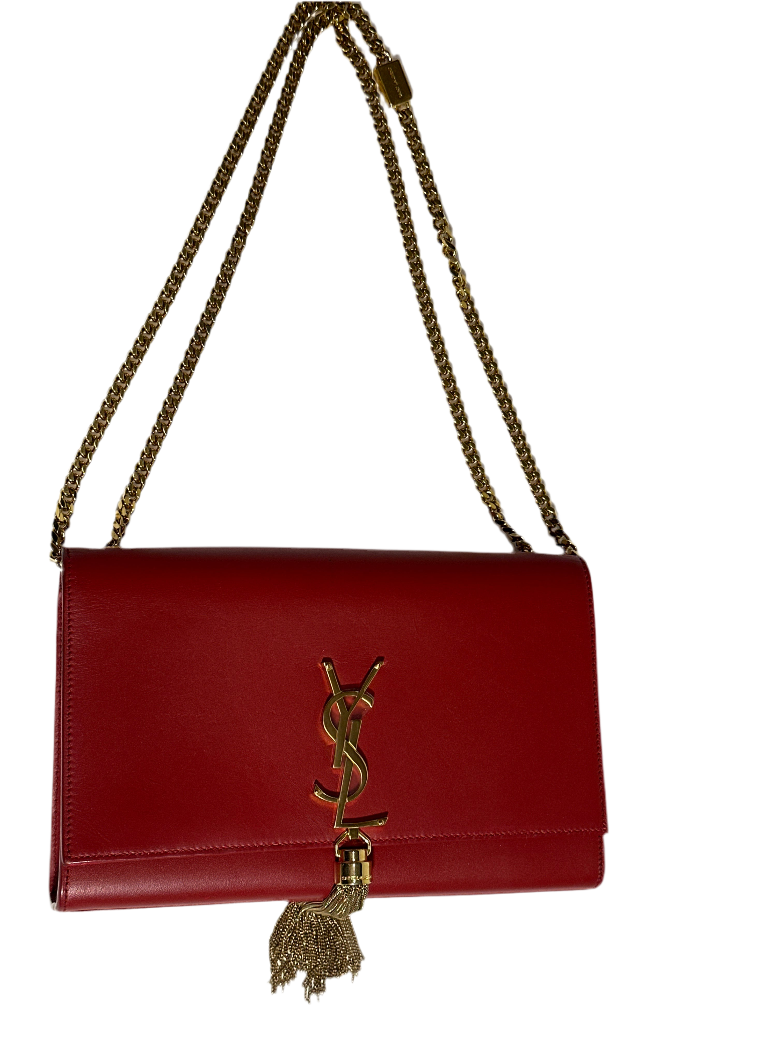 Saint Laurent Shoulder Red Kate Tassel Bag