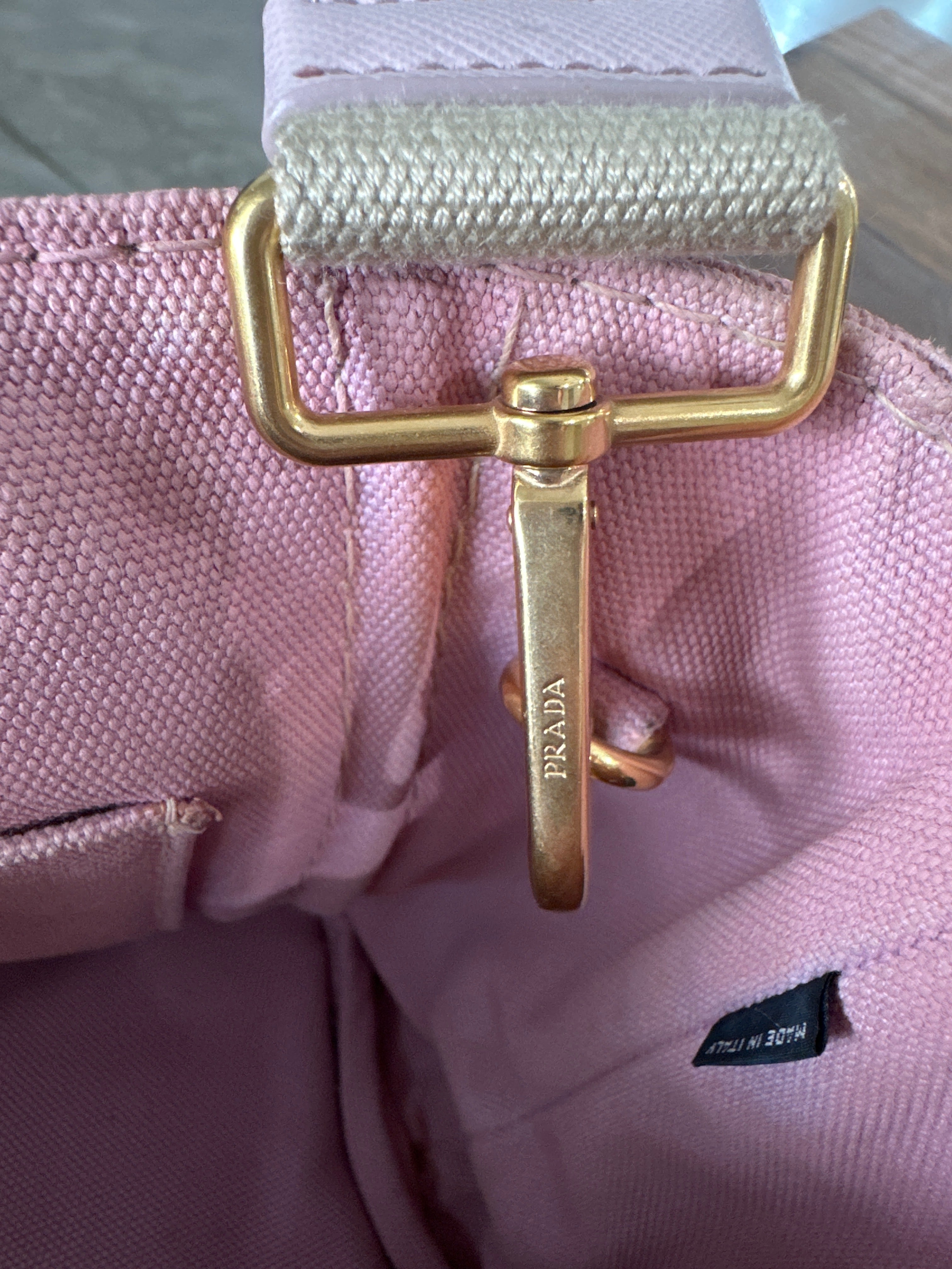Prada Canapa Small Logo Tote in Pink