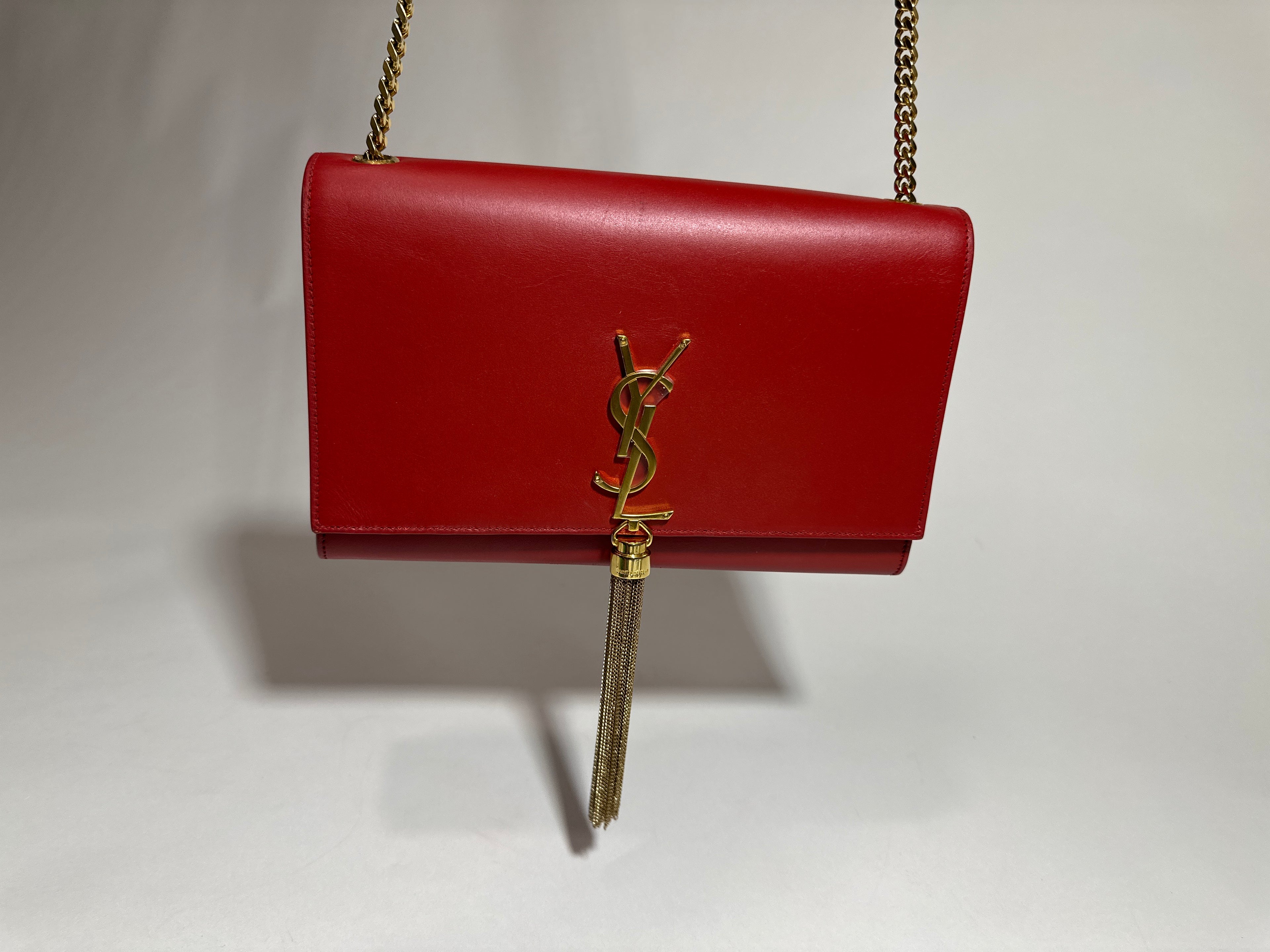 Saint Laurent Shoulder Red Kate Tassel Bag