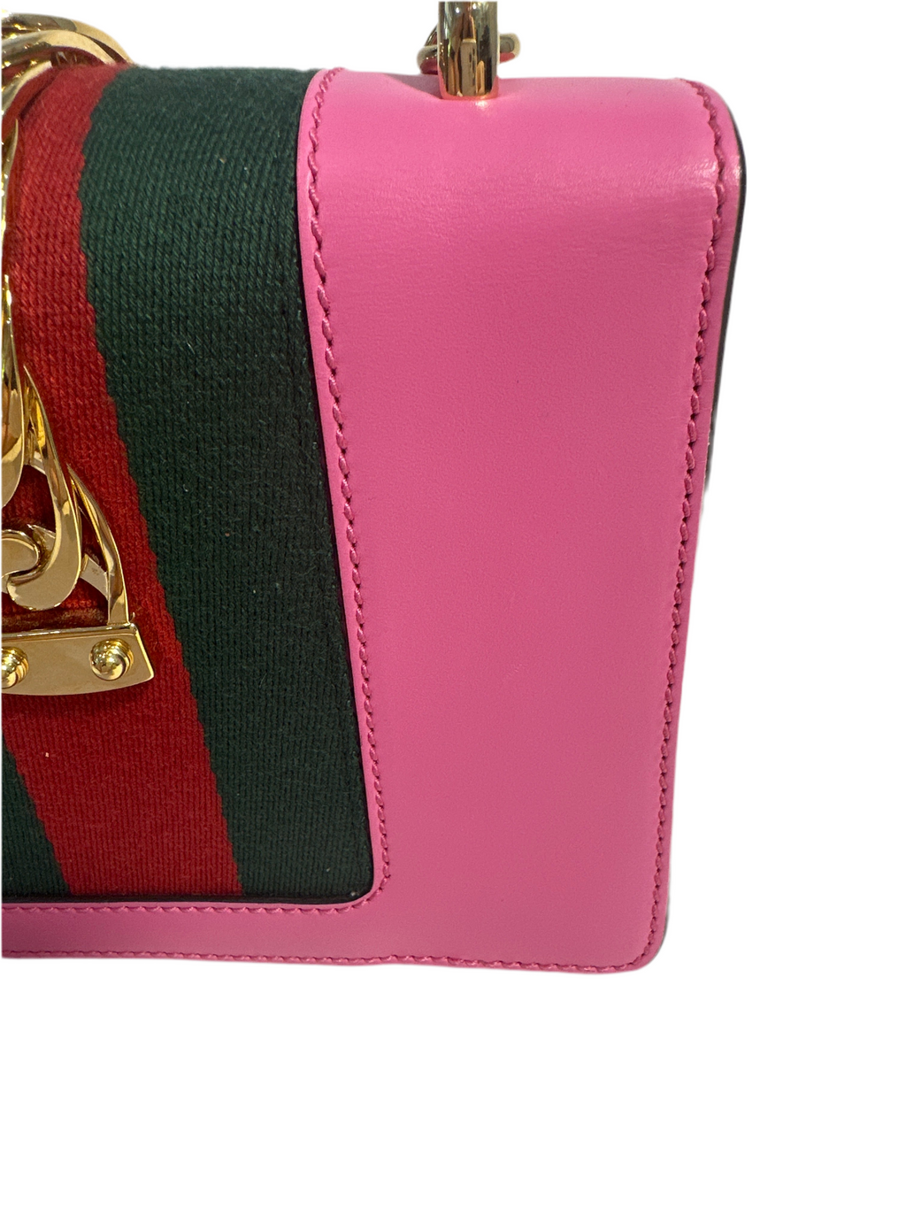 Gucci Pink Leather Mini Sylvie Chain Shoulder Bag