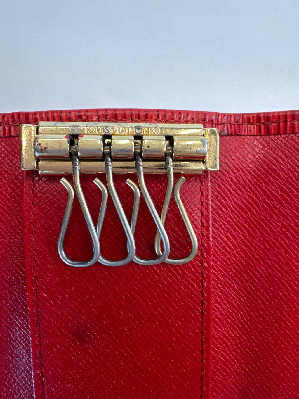 Vintage Louis Vuitton Red Epi Leather 4-Key Case