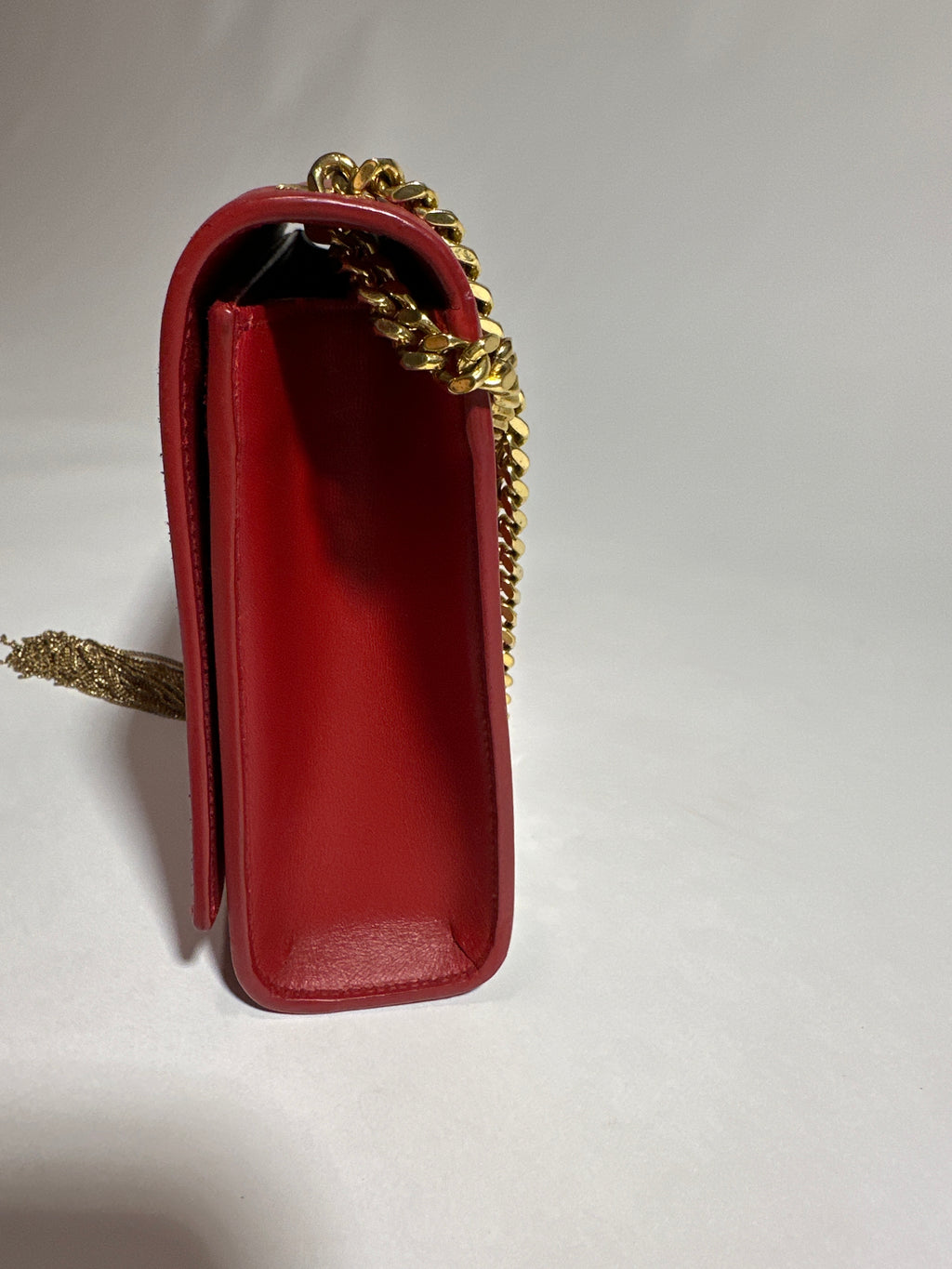 Saint Laurent Shoulder Red Kate Tassel Bag
