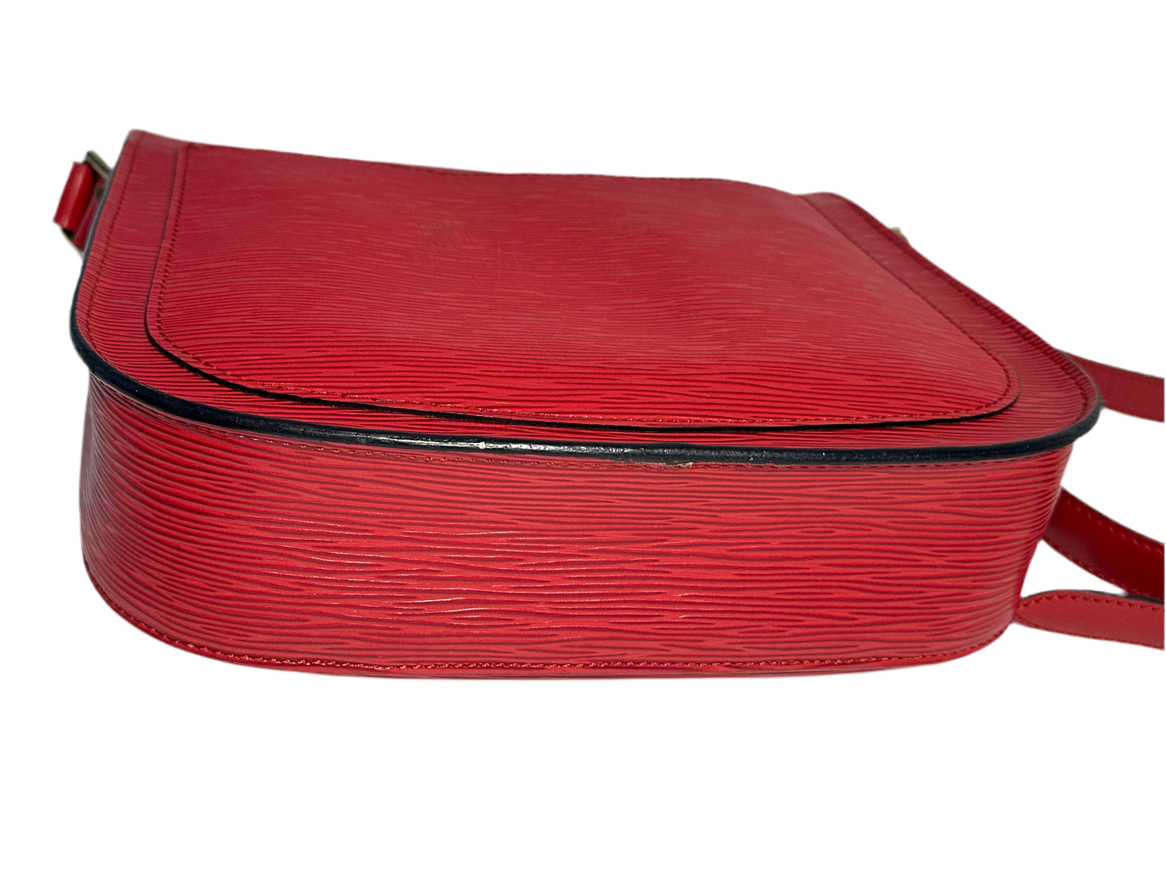 Vintage Louis Vuitton Epi Saint Cloud Shoulder Bag Red with COA