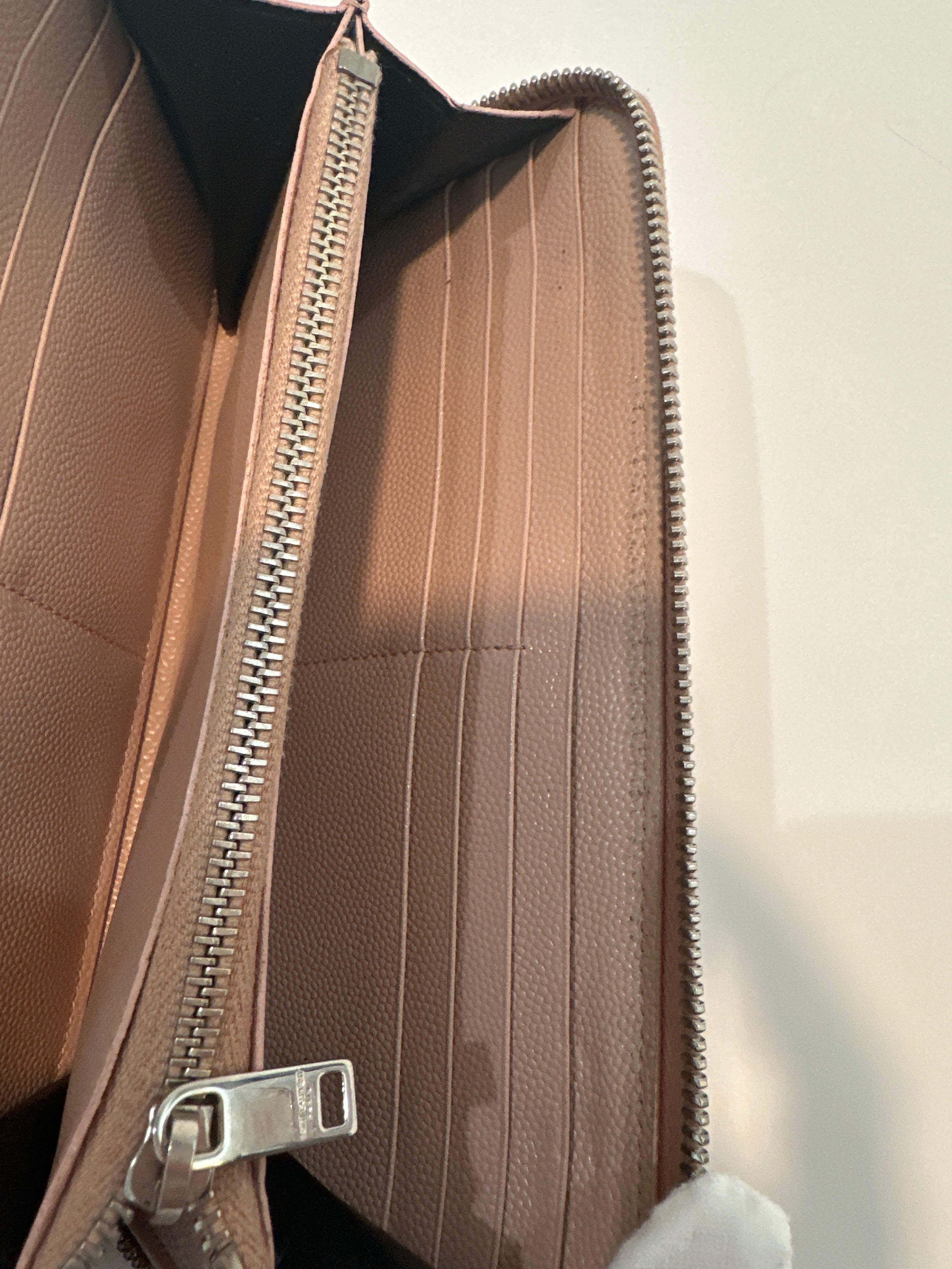 YSL Zip Around Wallet Pink Beige